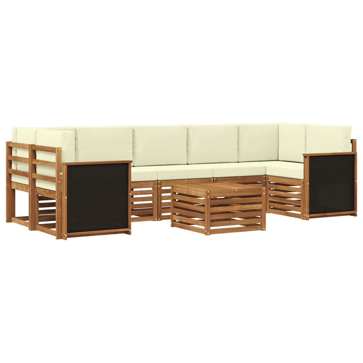 Buiten bankenset 8 pcs Natuurlijk en Crème Massief Acaciahout is nu te koop bij PeponiXL, paradijselijk wonen!
