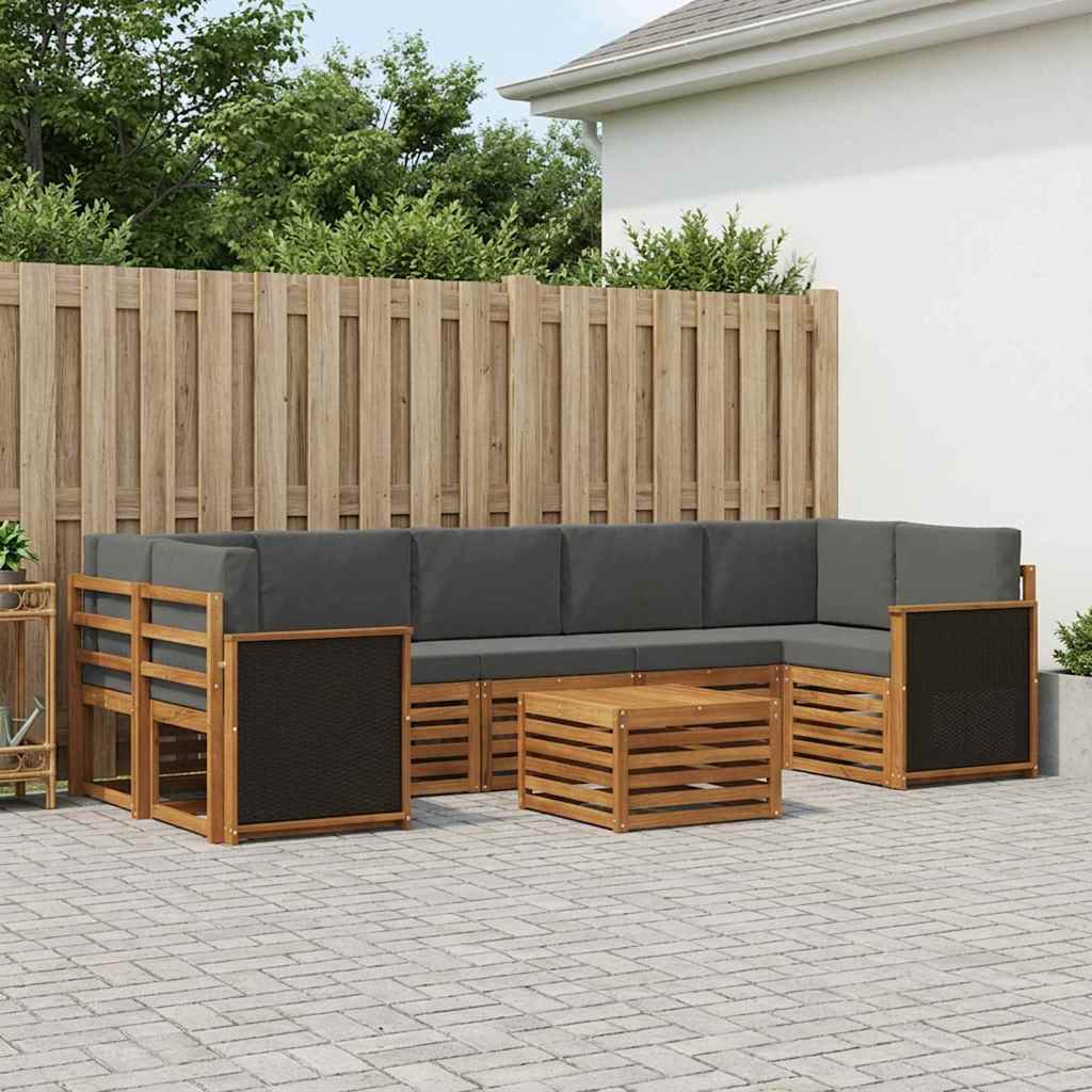 Buiten bankenset met kussen 8 pcs Natuurlijk en Antraciet is nu te koop bij PeponiXL, paradijselijk wonen!