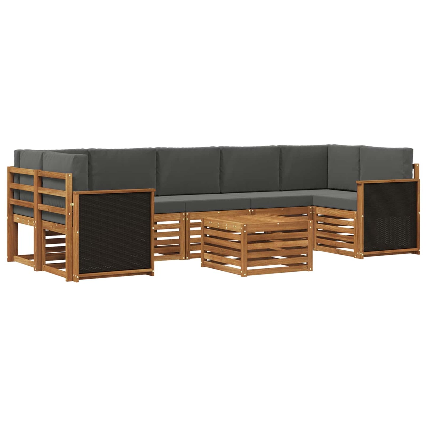 Buiten bankenset met kussen 8 pcs Natuurlijk en Antraciet is nu te koop bij PeponiXL, paradijselijk wonen!