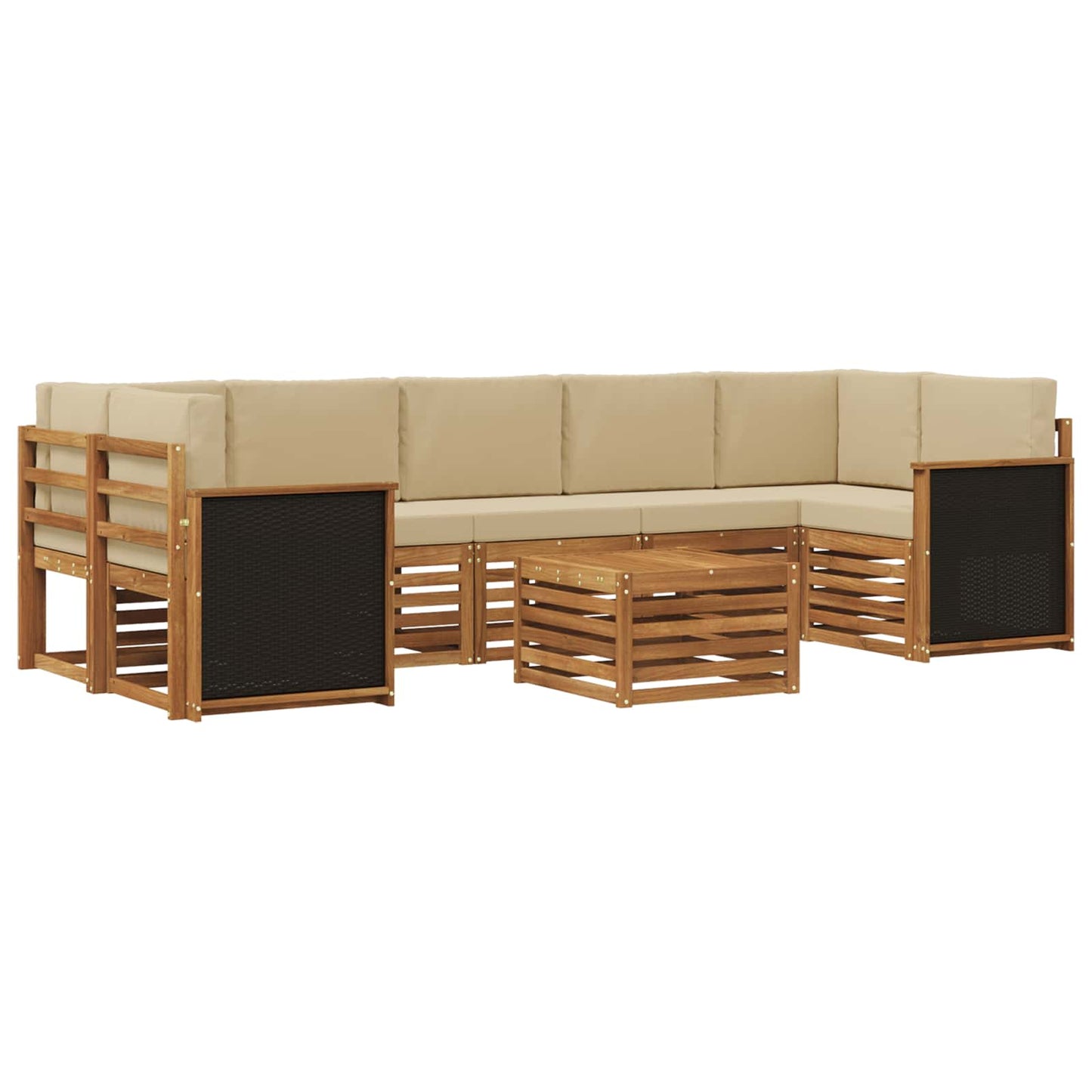 Buiten bankenset 8 pcs Natuurlijk en Beige Massief Acaciahout is nu te koop bij PeponiXL, paradijselijk wonen!