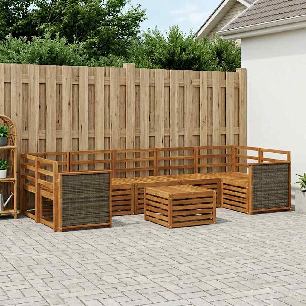 Buiten bankenset 8 pcs Naturel Massief Acaciahout is nu te koop bij PeponiXL, paradijselijk wonen!