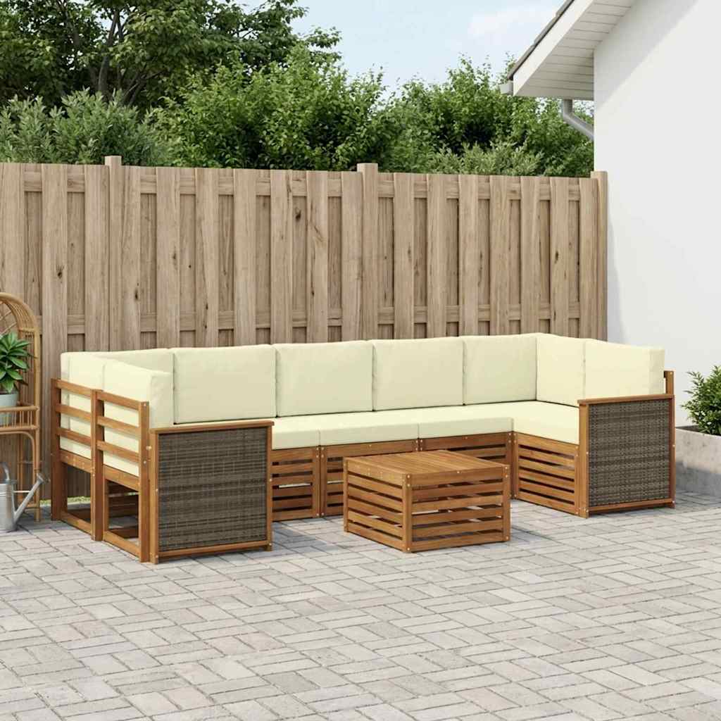 Buiten bankenset 8 pcs Natuurlijk en Crème Massief Acaciahout is nu te koop bij PeponiXL, paradijselijk wonen!