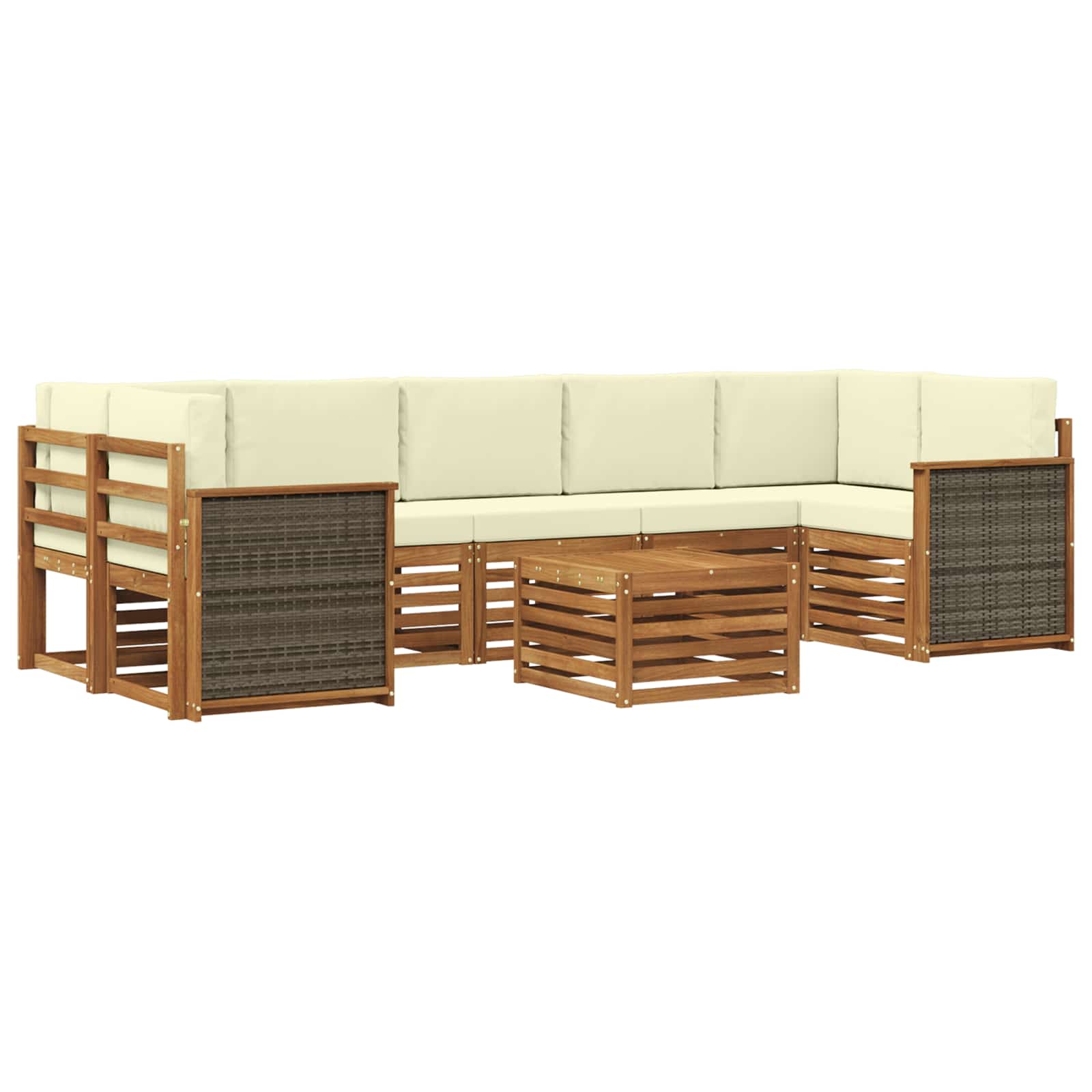 Buiten bankenset 8 pcs Natuurlijk en Crème Massief Acaciahout is nu te koop bij PeponiXL, paradijselijk wonen!