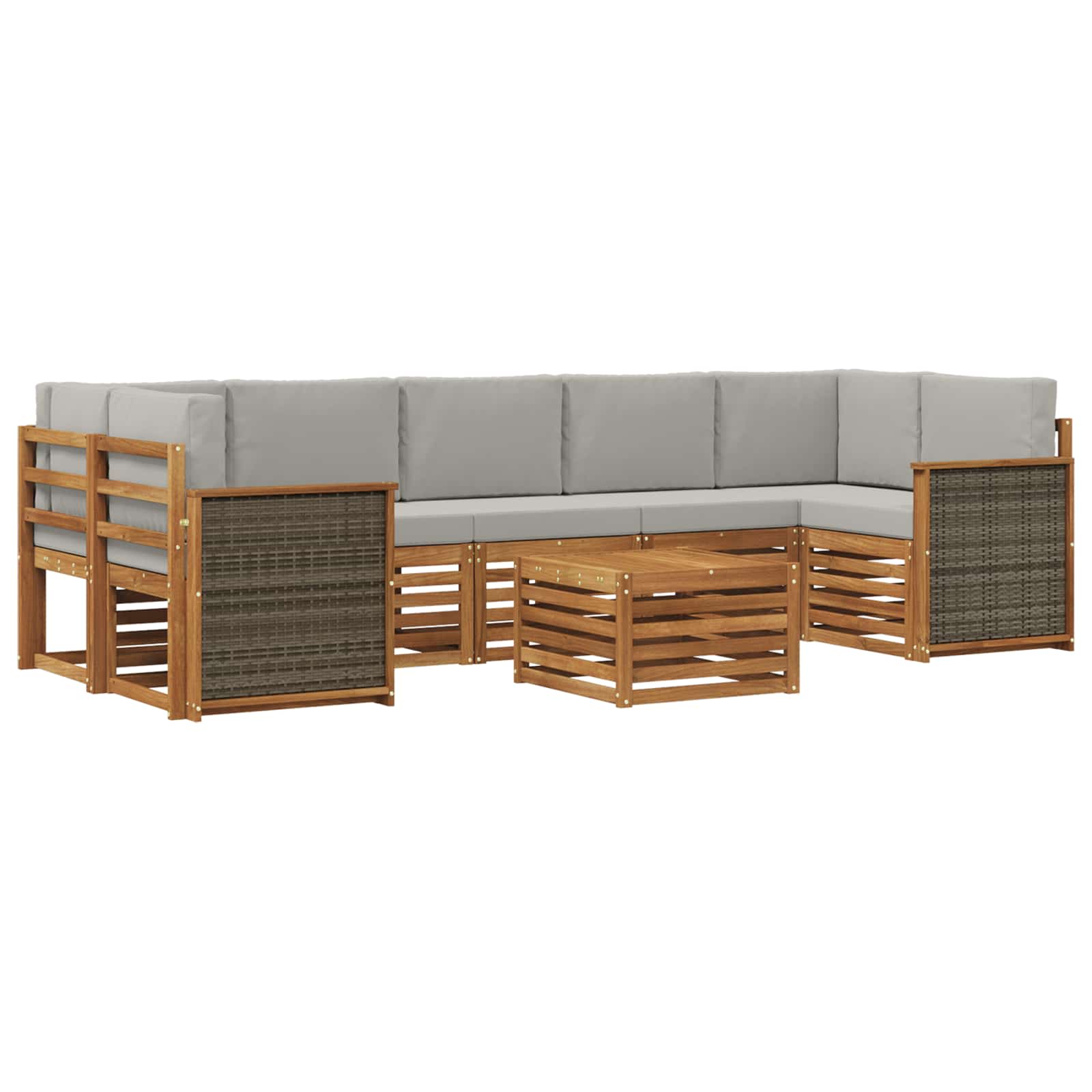 Buiten bankenset 8 pcs Naturel en lichtgrijs Massief Acaciahout is nu te koop bij PeponiXL, paradijselijk wonen!