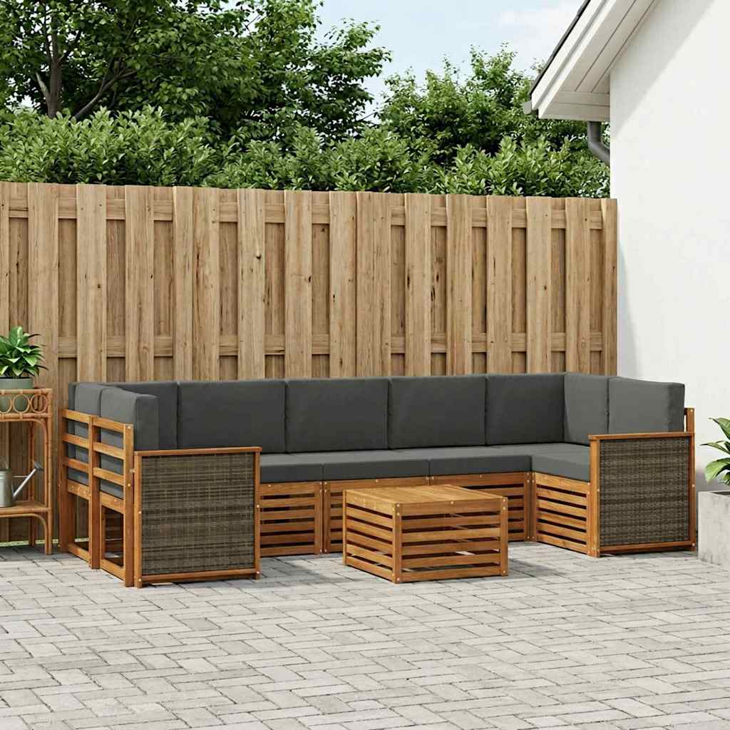 Buiten bankenset met kussen 8 pcs Natuurlijk en Antraciet is nu te koop bij PeponiXL, paradijselijk wonen!