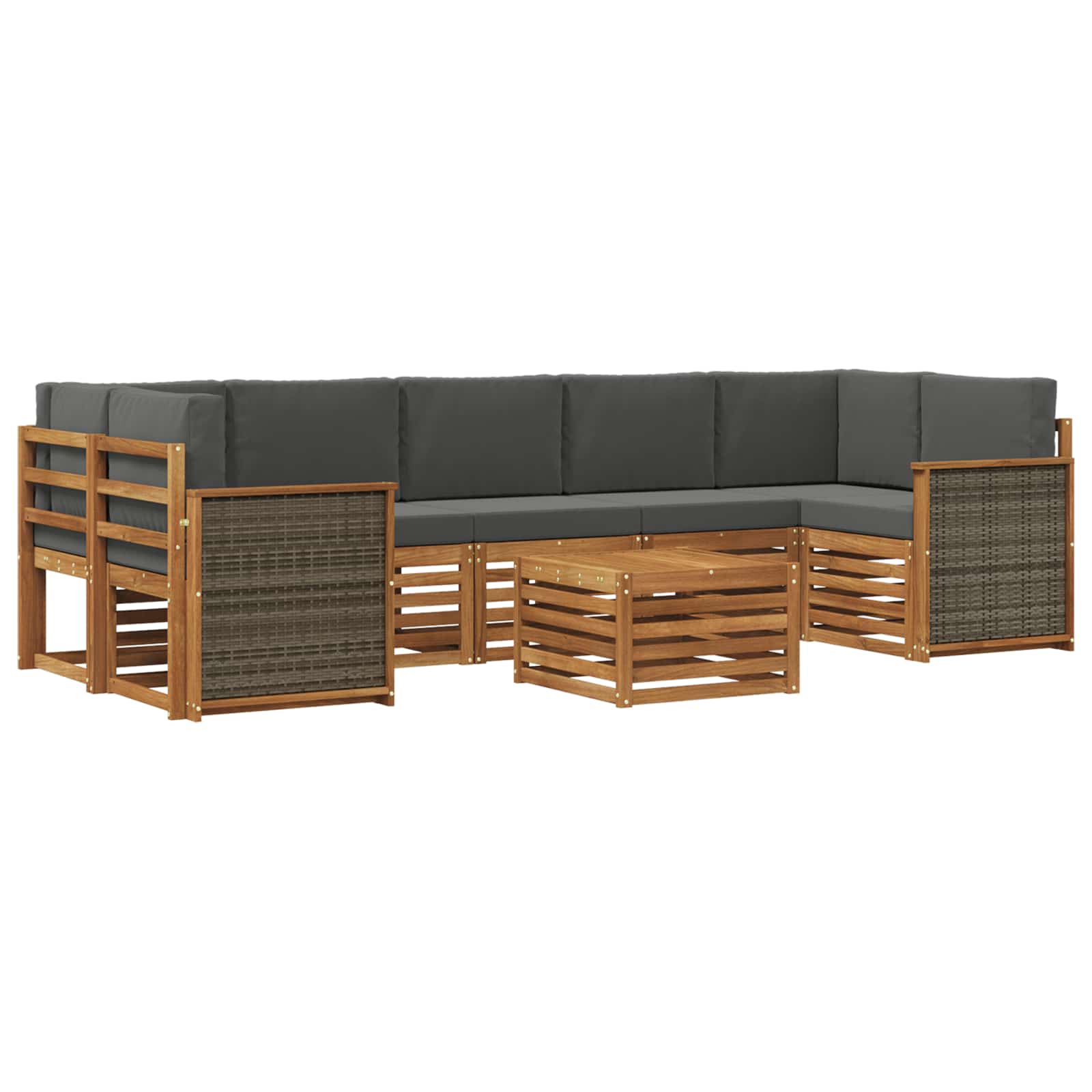 Buiten bankenset met kussen 8 pcs Natuurlijk en Antraciet is nu te koop bij PeponiXL, paradijselijk wonen!