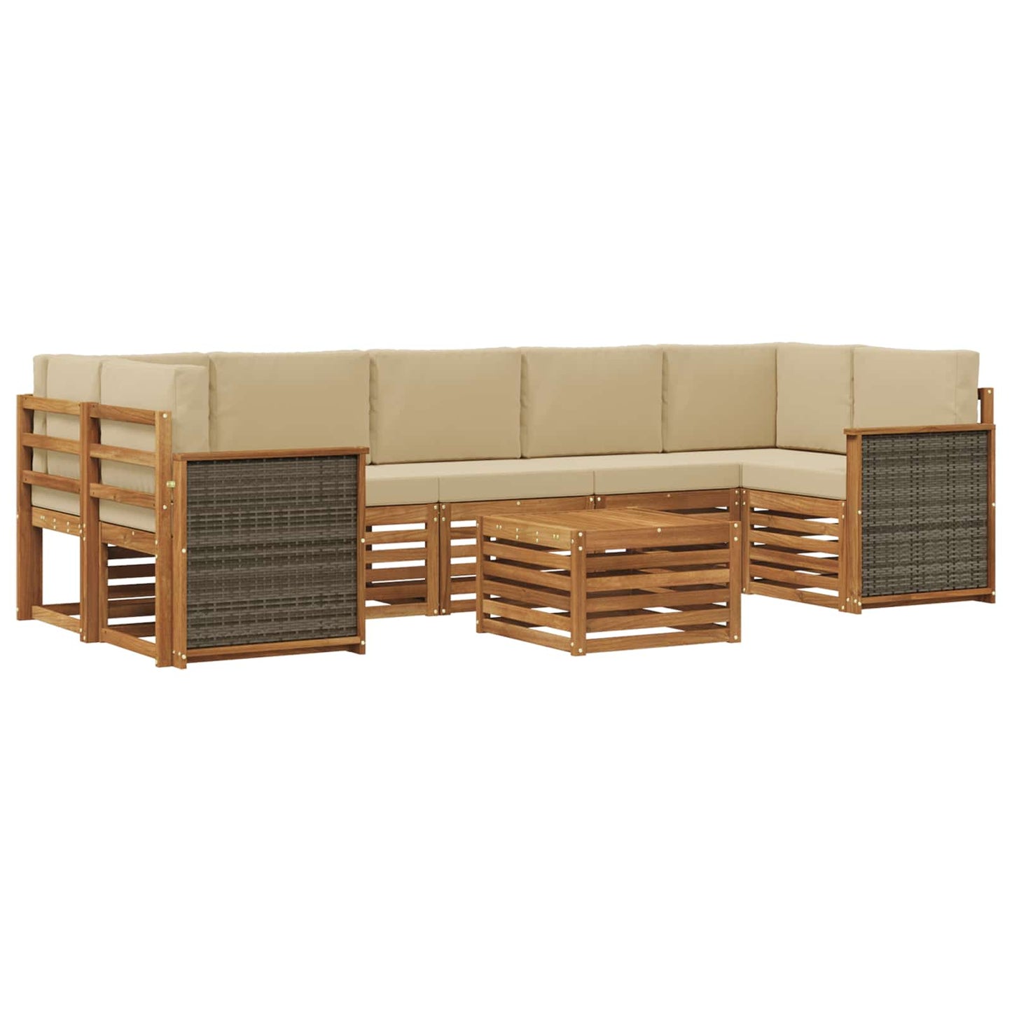 Buiten bankenset 8 pcs Natuurlijk en Beige Massief Acaciahout is nu te koop bij PeponiXL, paradijselijk wonen!