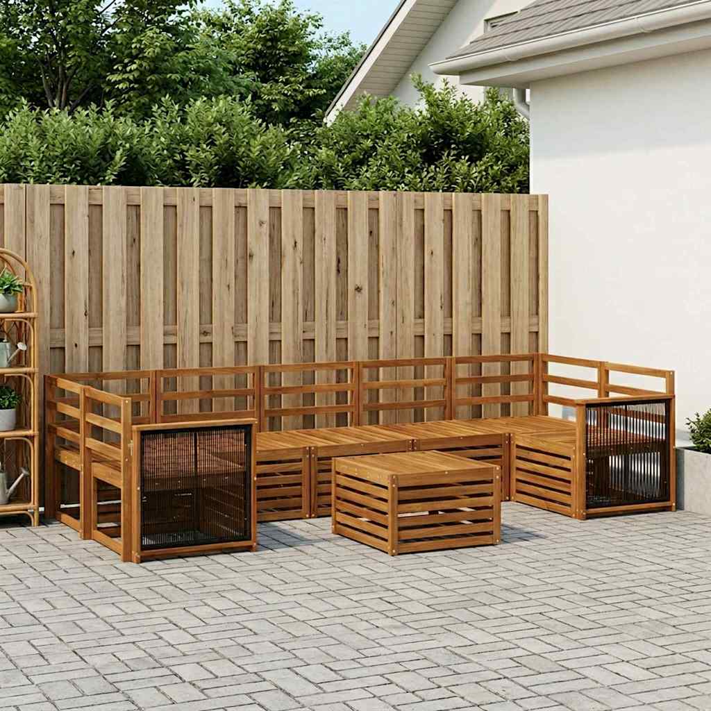 Buiten bankenset 8 pcs Naturel Massief Acaciahout is nu te koop bij PeponiXL, paradijselijk wonen!