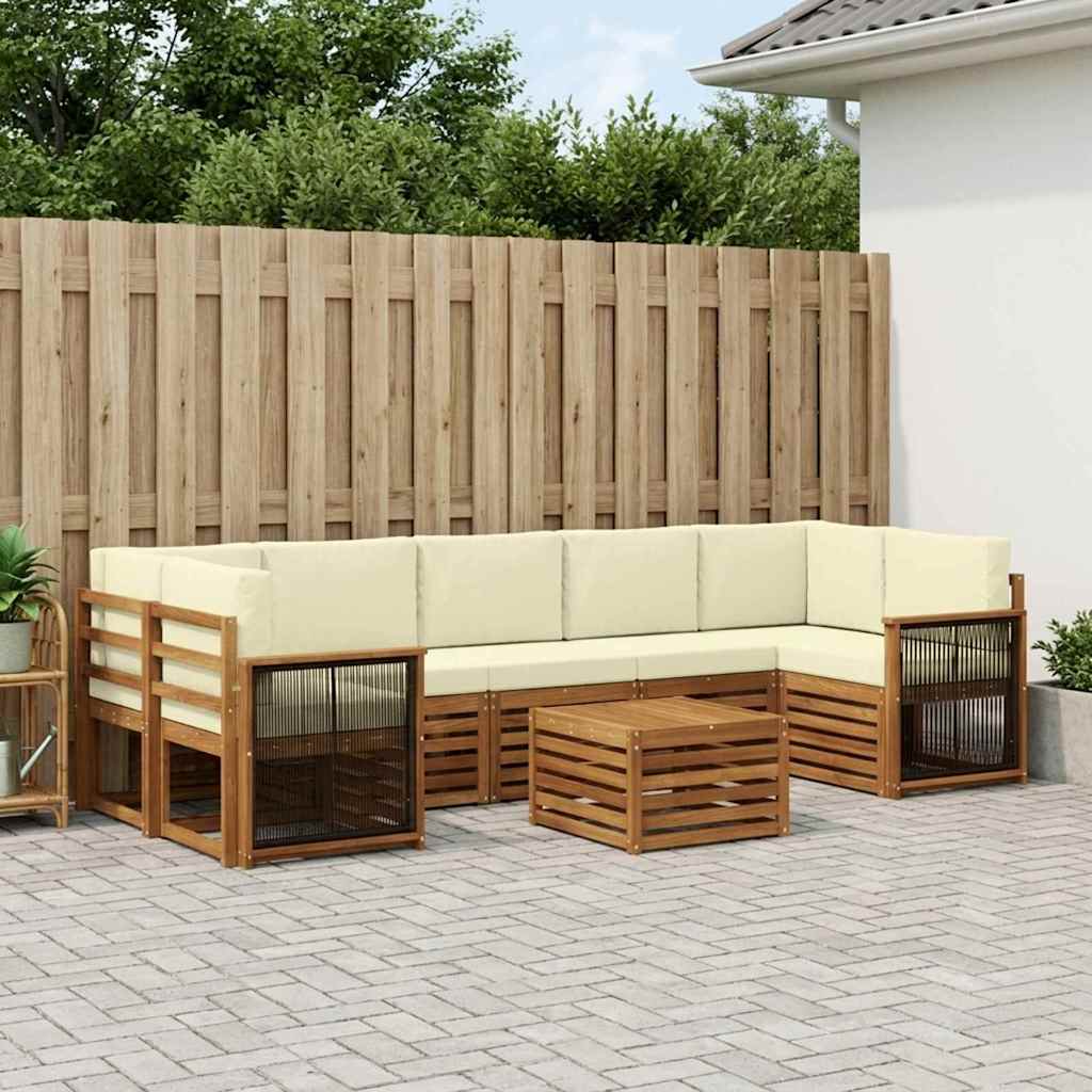 Buiten bankenset 8 pcs Natuurlijk en Crème Massief Acaciahout is nu te koop bij PeponiXL, paradijselijk wonen!