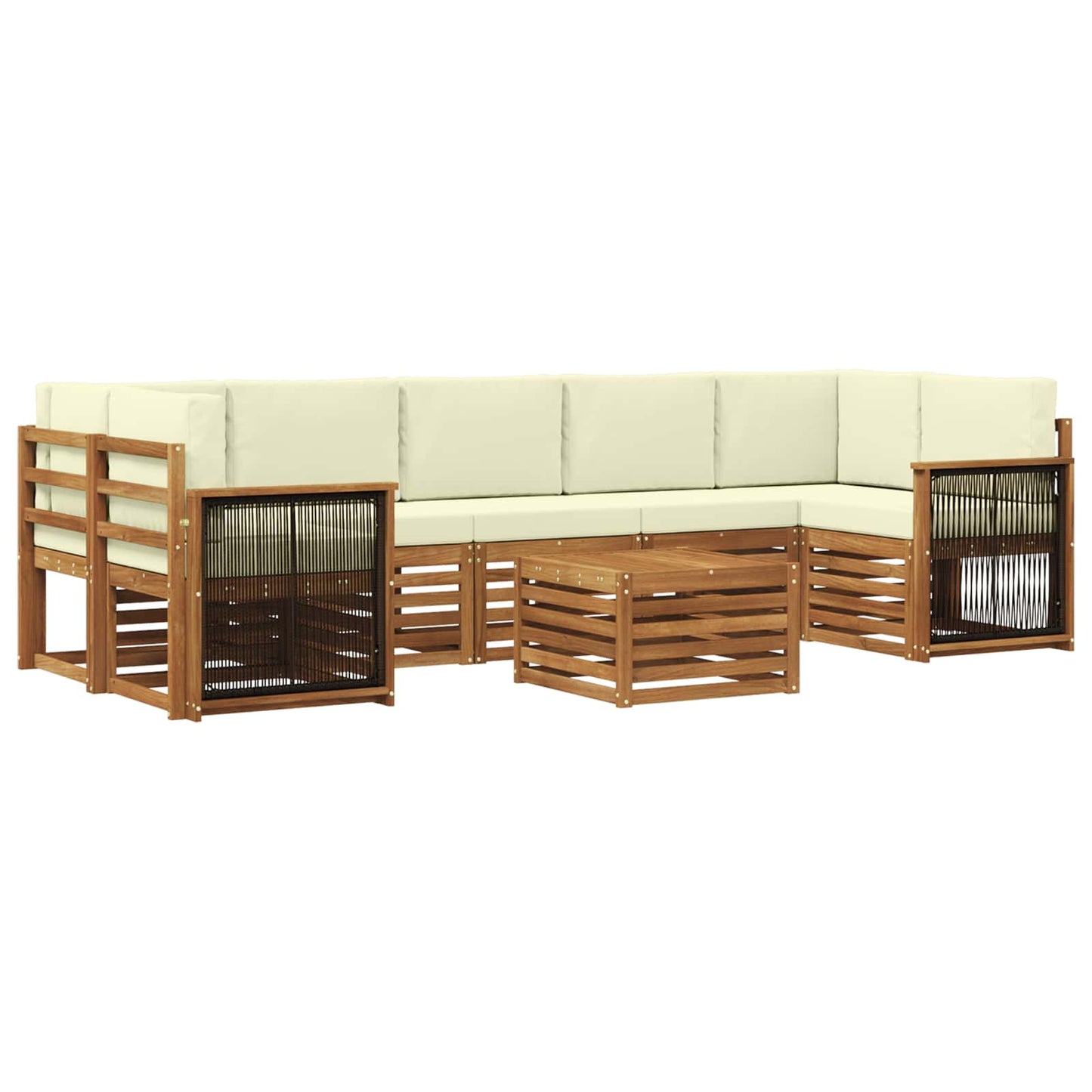 Buiten bankenset 8 pcs Natuurlijk en Crème Massief Acaciahout is nu te koop bij PeponiXL, paradijselijk wonen!