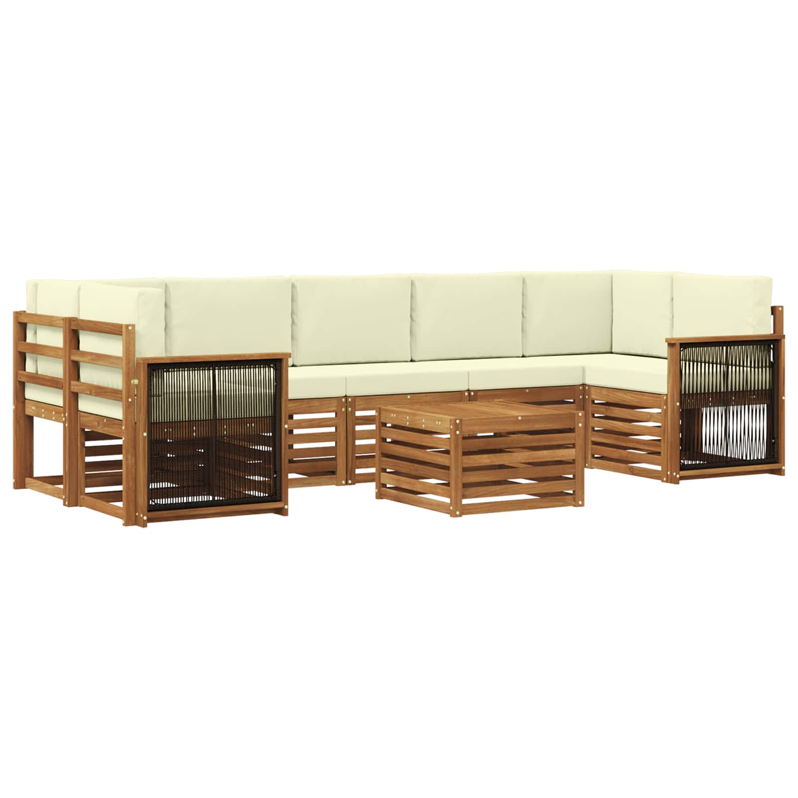 Buiten bankenset 8 pcs Natuurlijk en Crème Massief Acaciahout is nu te koop bij PeponiXL, paradijselijk wonen!