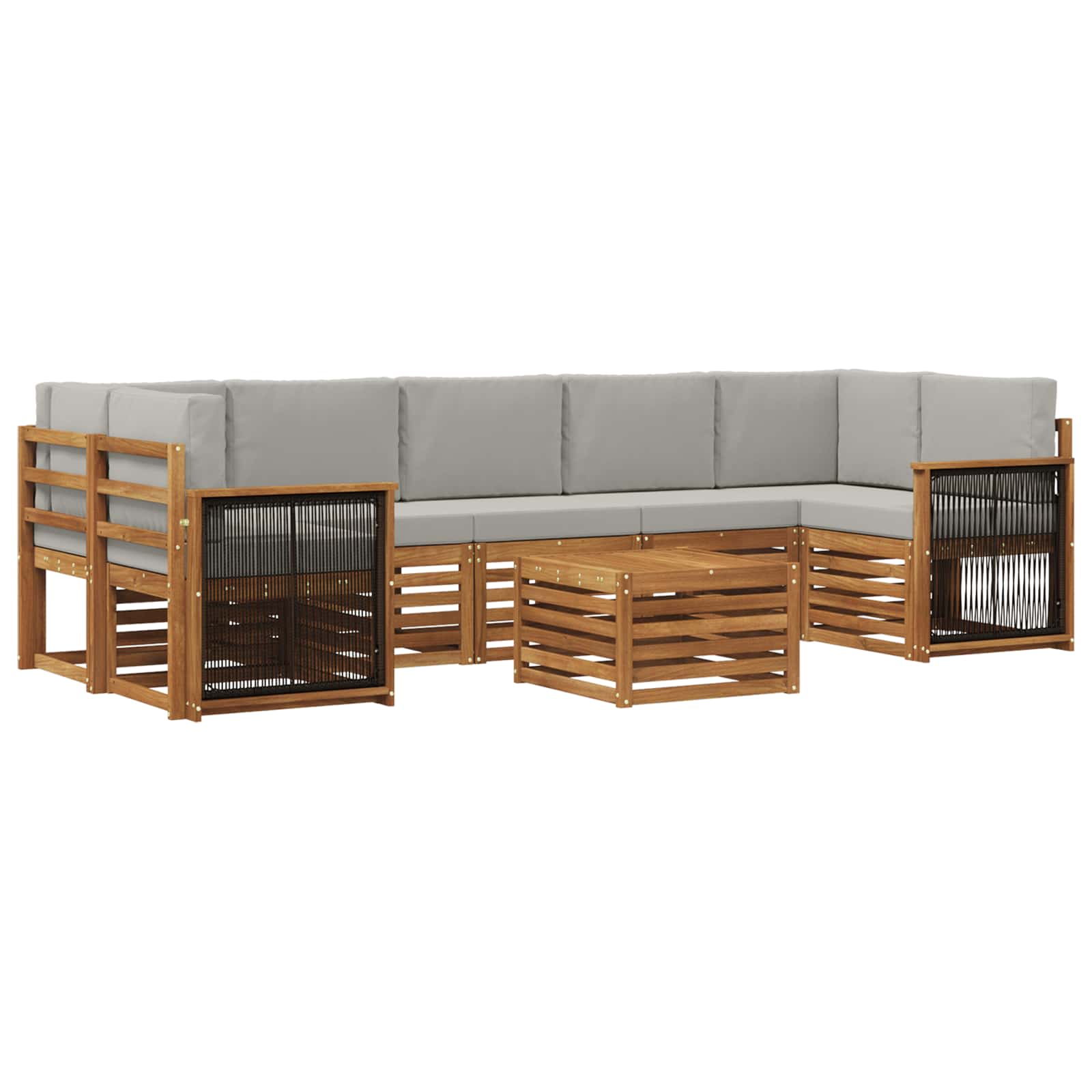Buiten bankenset 8 pcs Naturel en lichtgrijs Massief Acaciahout is nu te koop bij PeponiXL, paradijselijk wonen!