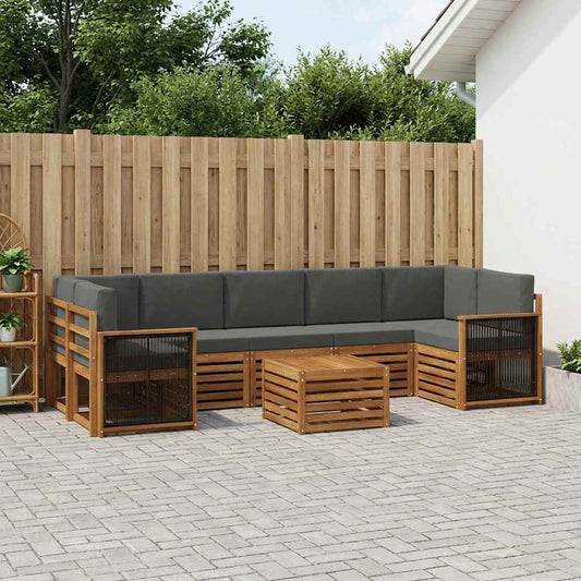 Buiten bankenset met kussen 8 pcs Natuurlijk en Antraciet is nu te koop bij PeponiXL, paradijselijk wonen!