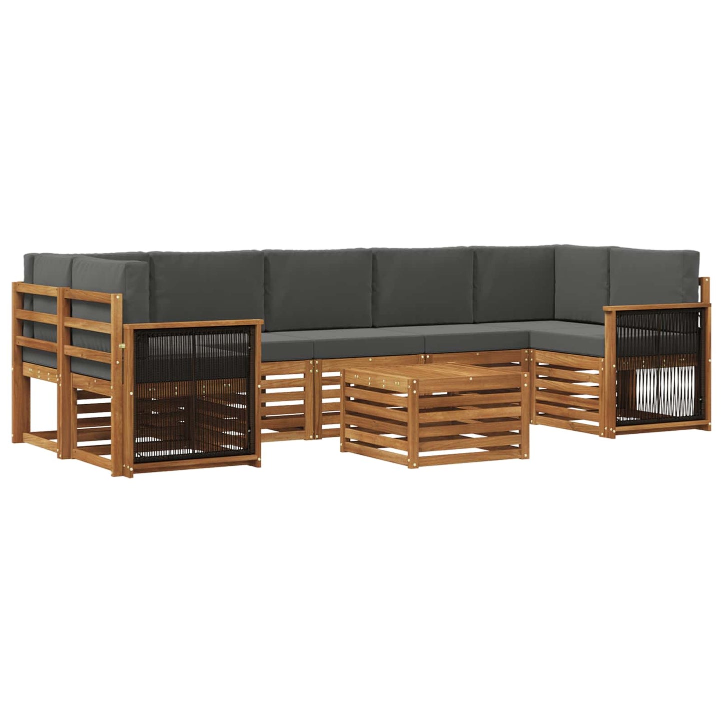 Buiten bankenset met kussen 8 pcs Natuurlijk en Antraciet is nu te koop bij PeponiXL, paradijselijk wonen!