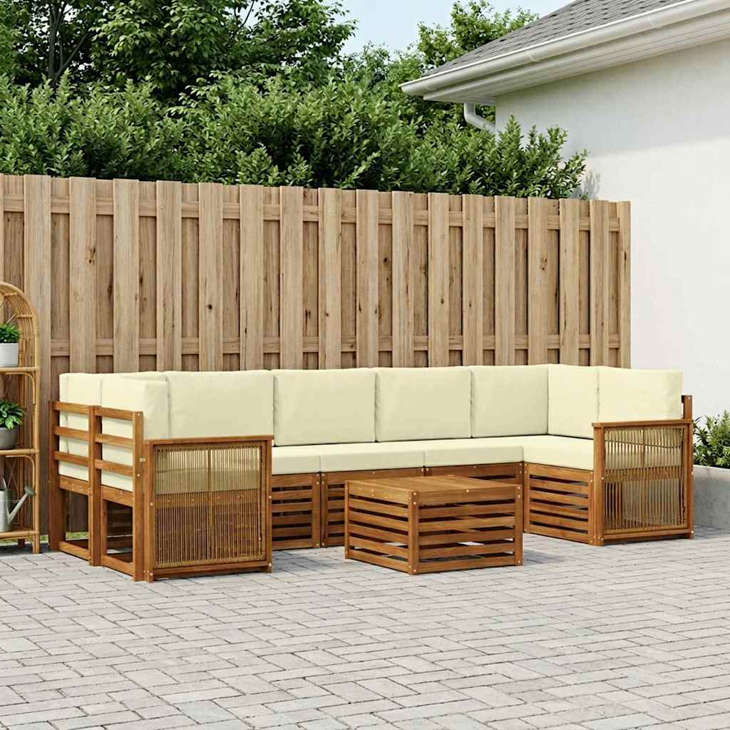 Buiten bankenset 8 pcs Natuurlijk en Crème Massief Acaciahout is nu te koop bij PeponiXL, paradijselijk wonen!