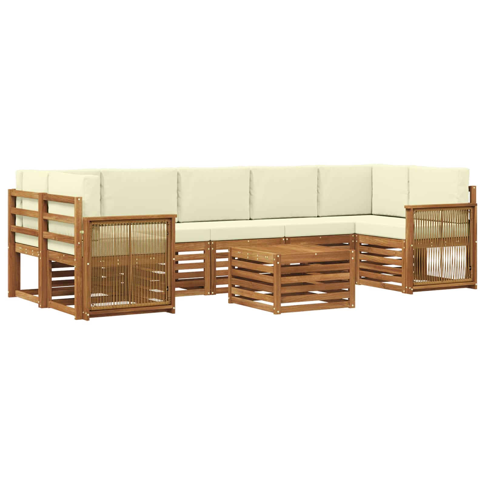 Buiten bankenset 8 pcs Natuurlijk en Crème Massief Acaciahout is nu te koop bij PeponiXL, paradijselijk wonen!