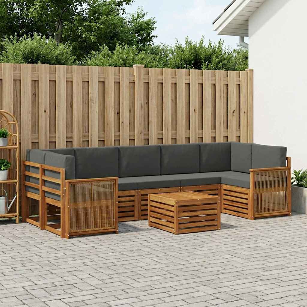Buiten bankenset met kussen 8 pcs Natuurlijk en Antraciet is nu te koop bij PeponiXL, paradijselijk wonen!