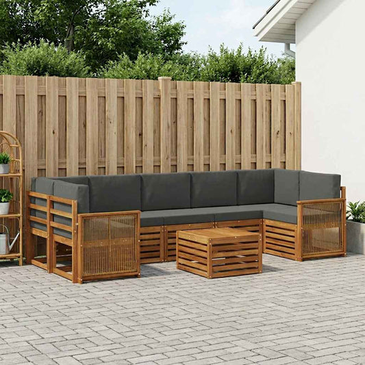 Buiten bankenset met kussen 8 pcs Natuurlijk en Antraciet is nu te koop bij PeponiXL, paradijselijk wonen!