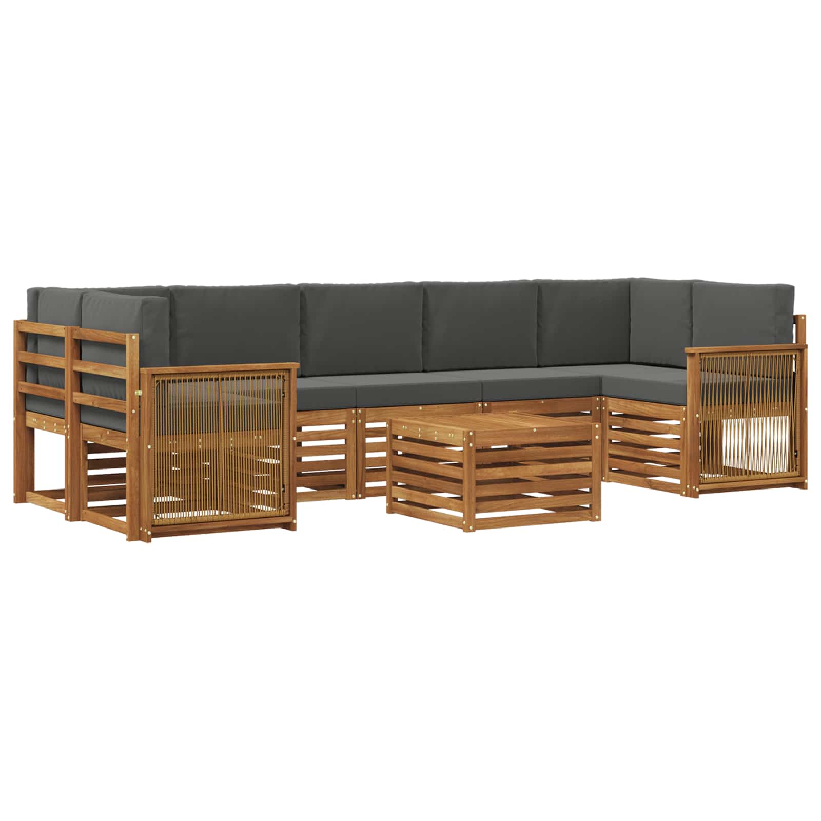 Buiten bankenset met kussen 8 pcs Natuurlijk en Antraciet is nu te koop bij PeponiXL, paradijselijk wonen!