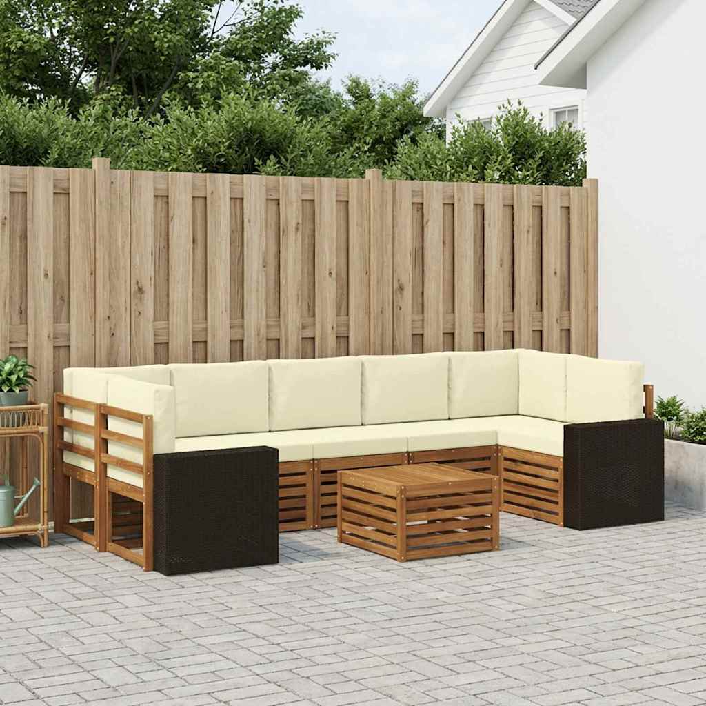 Buiten bankenset 8 pcs Natuurlijk en Crème Massief Acaciahout is nu te koop bij PeponiXL, paradijselijk wonen!