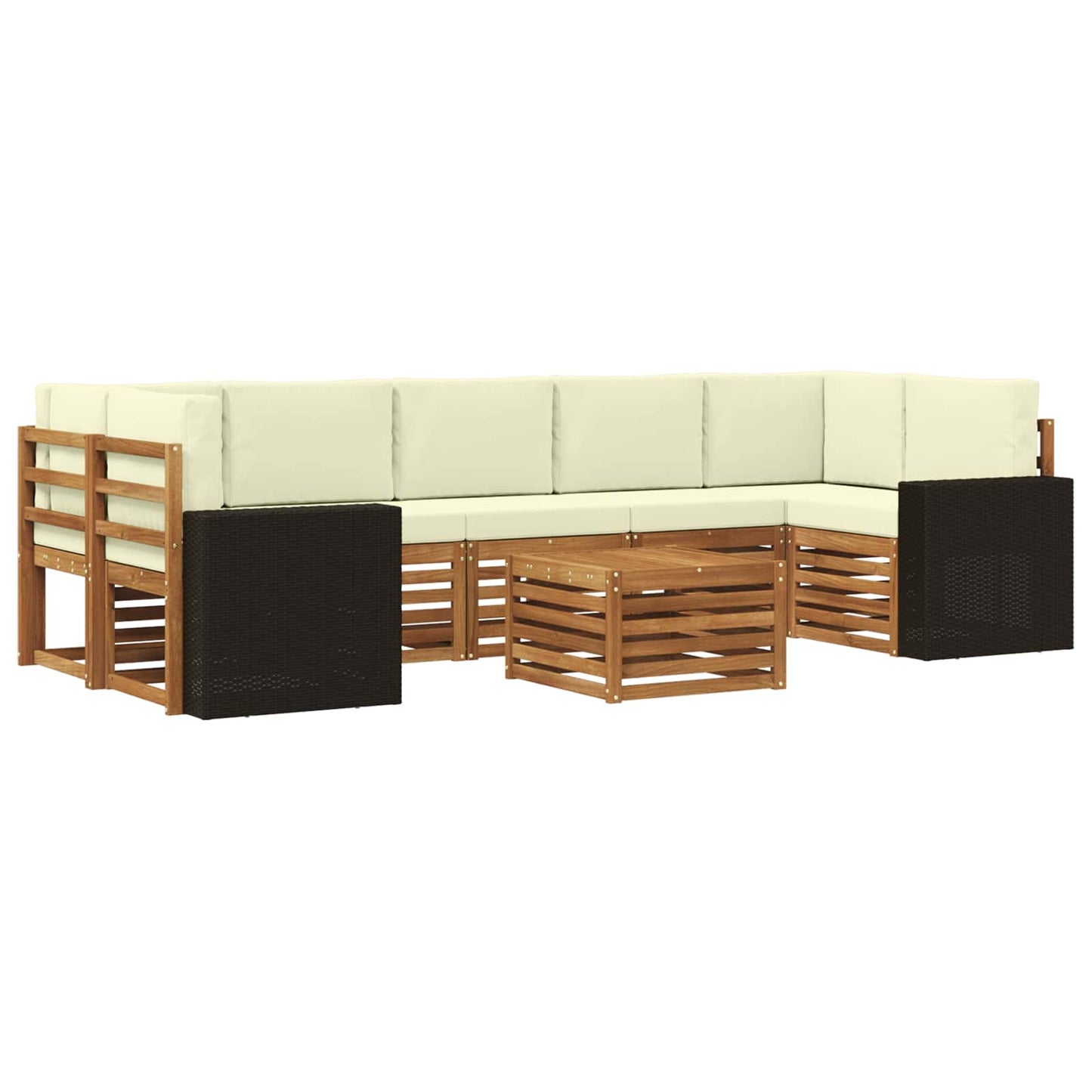 Buiten bankenset 8 pcs Natuurlijk en Crème Massief Acaciahout is nu te koop bij PeponiXL, paradijselijk wonen!