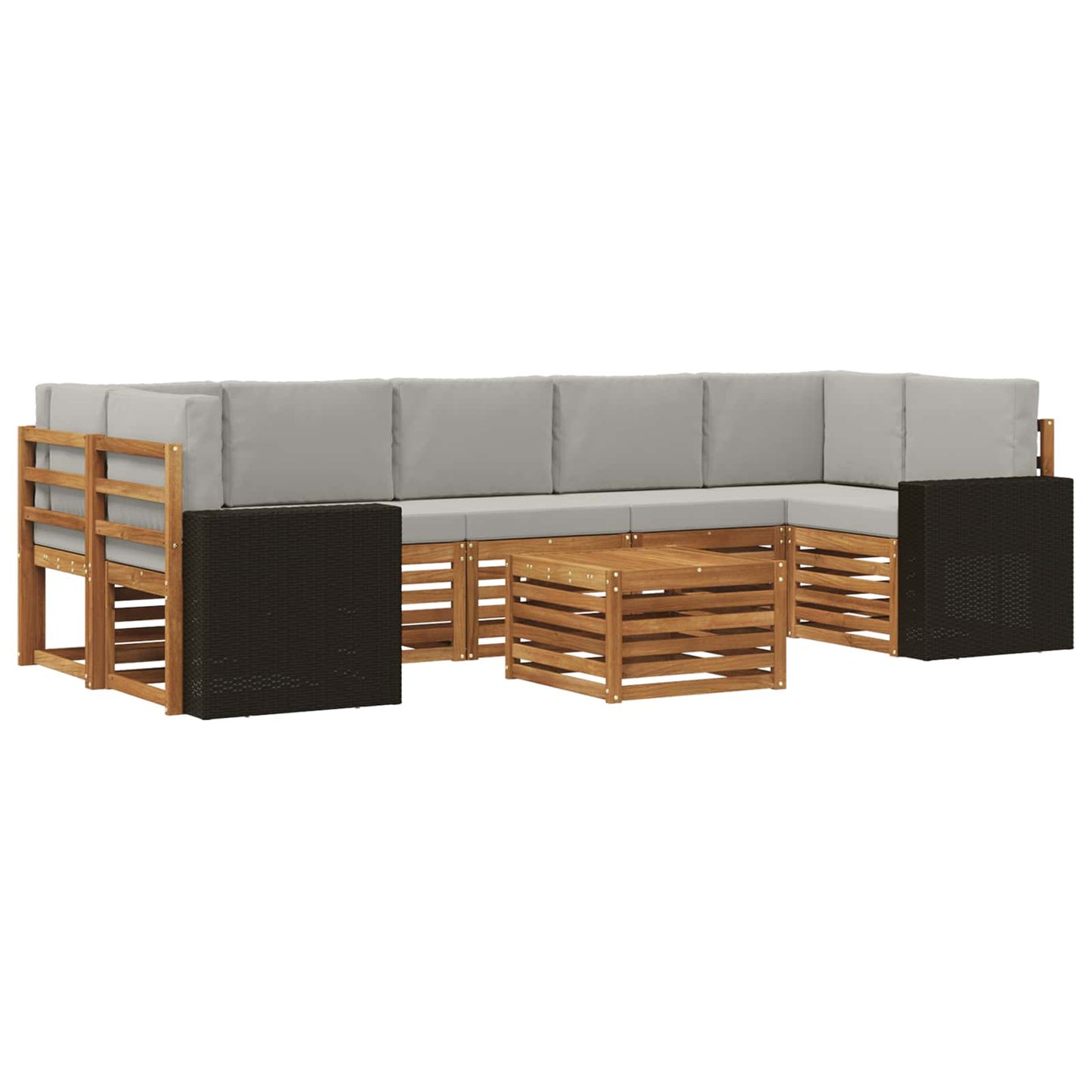 Buiten bankenset 8 pcs Naturel en lichtgrijs Massief Acaciahout is nu te koop bij PeponiXL, paradijselijk wonen!