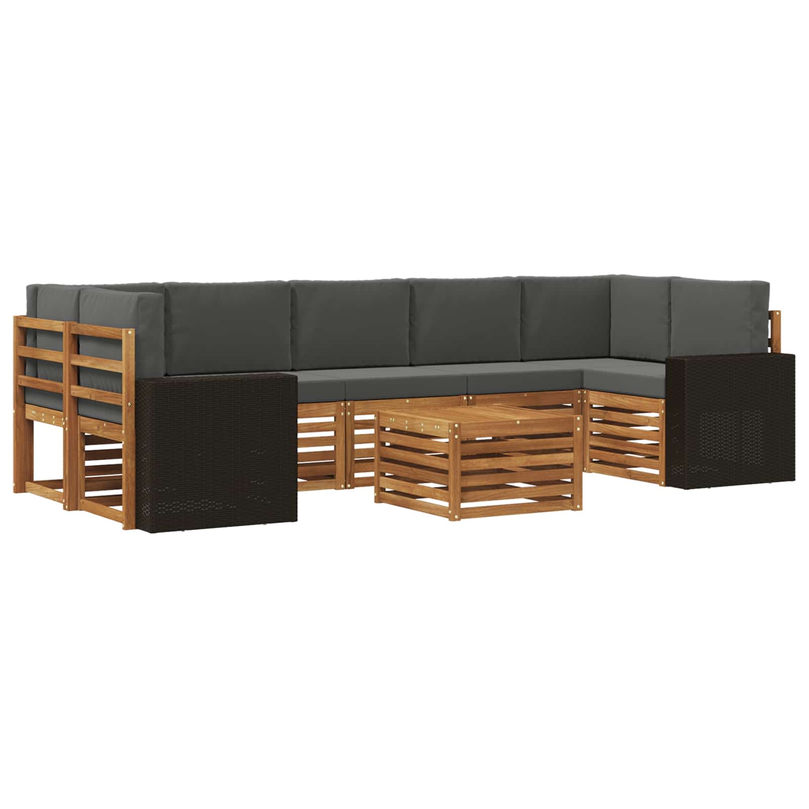 Buiten bankenset met kussen 8 pcs Natuurlijk en Antraciet is nu te koop bij PeponiXL, paradijselijk wonen!