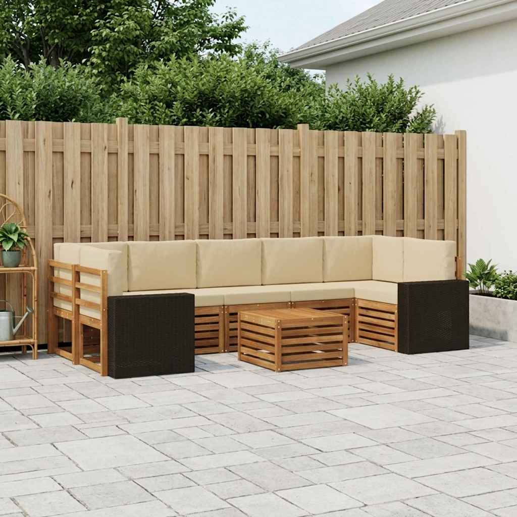 Buiten bankenset 8 pcs Natuurlijk en Beige Massief Acaciahout is nu te koop bij PeponiXL, paradijselijk wonen!