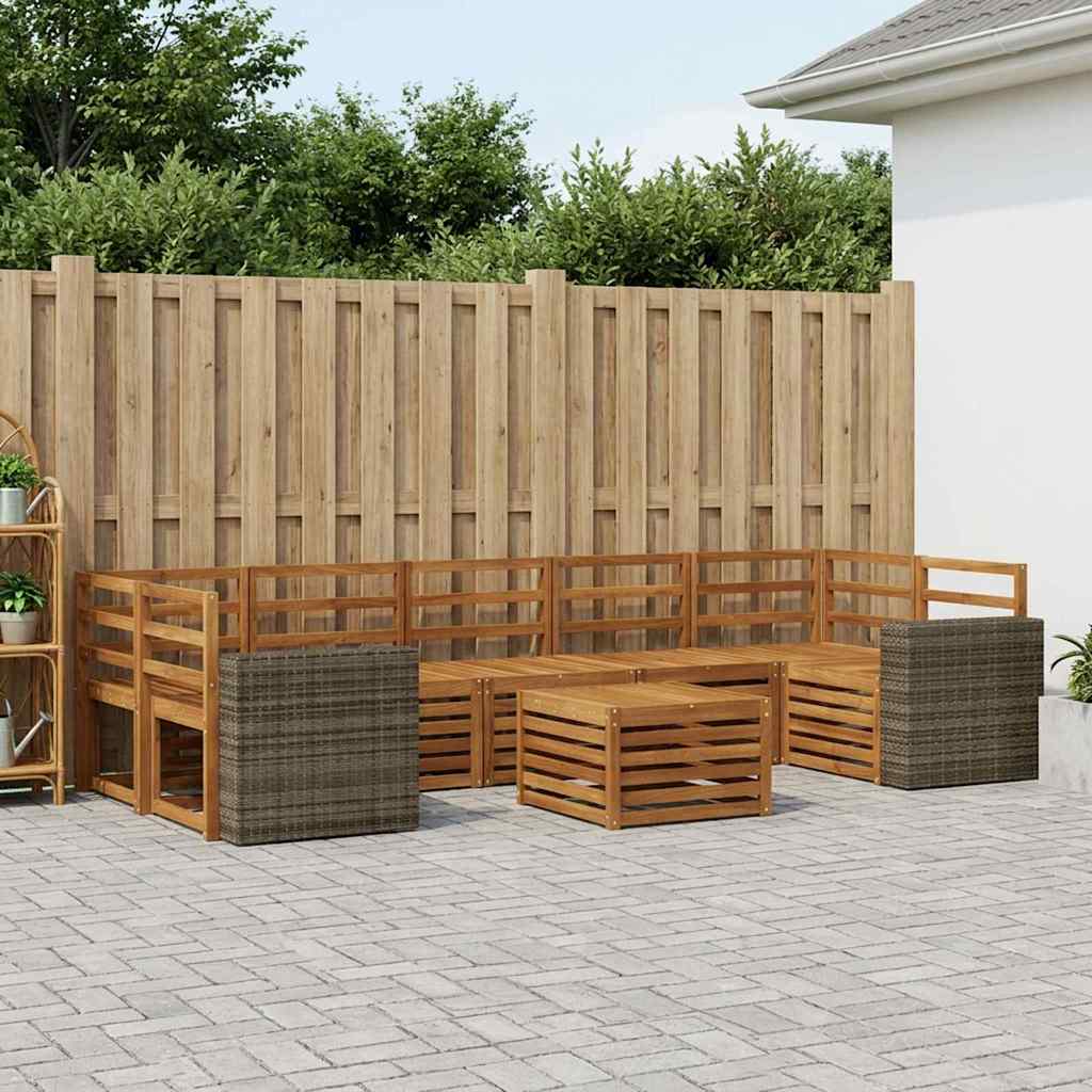 Buiten bankenset 8 pcs Naturel Massief Acaciahout is nu te koop bij PeponiXL, paradijselijk wonen!