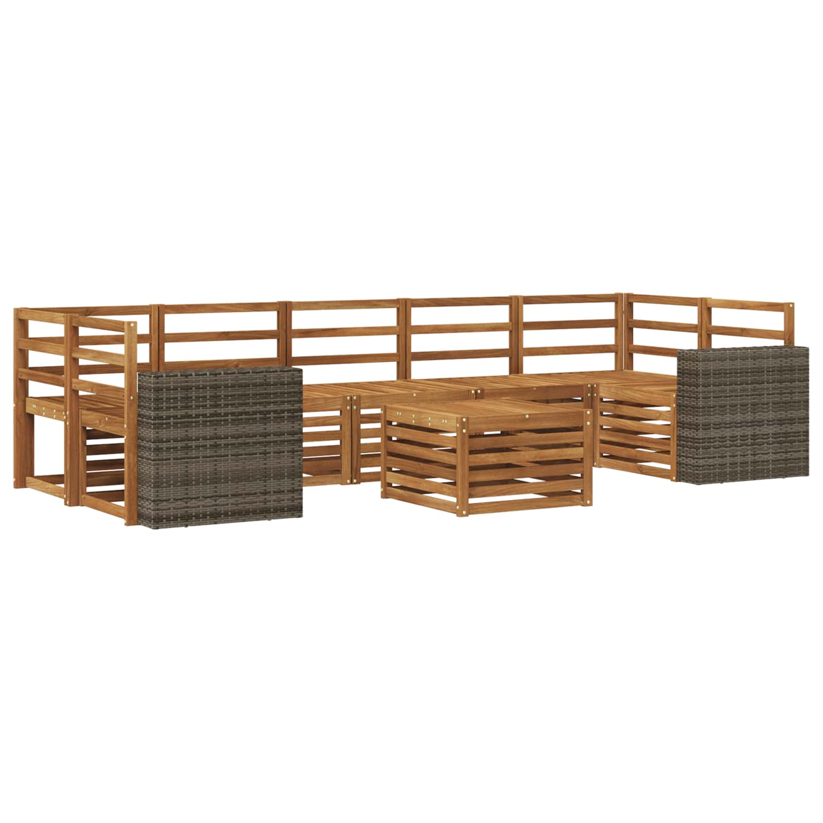 Buiten bankenset 8 pcs Naturel Massief Acaciahout is nu te koop bij PeponiXL, paradijselijk wonen!