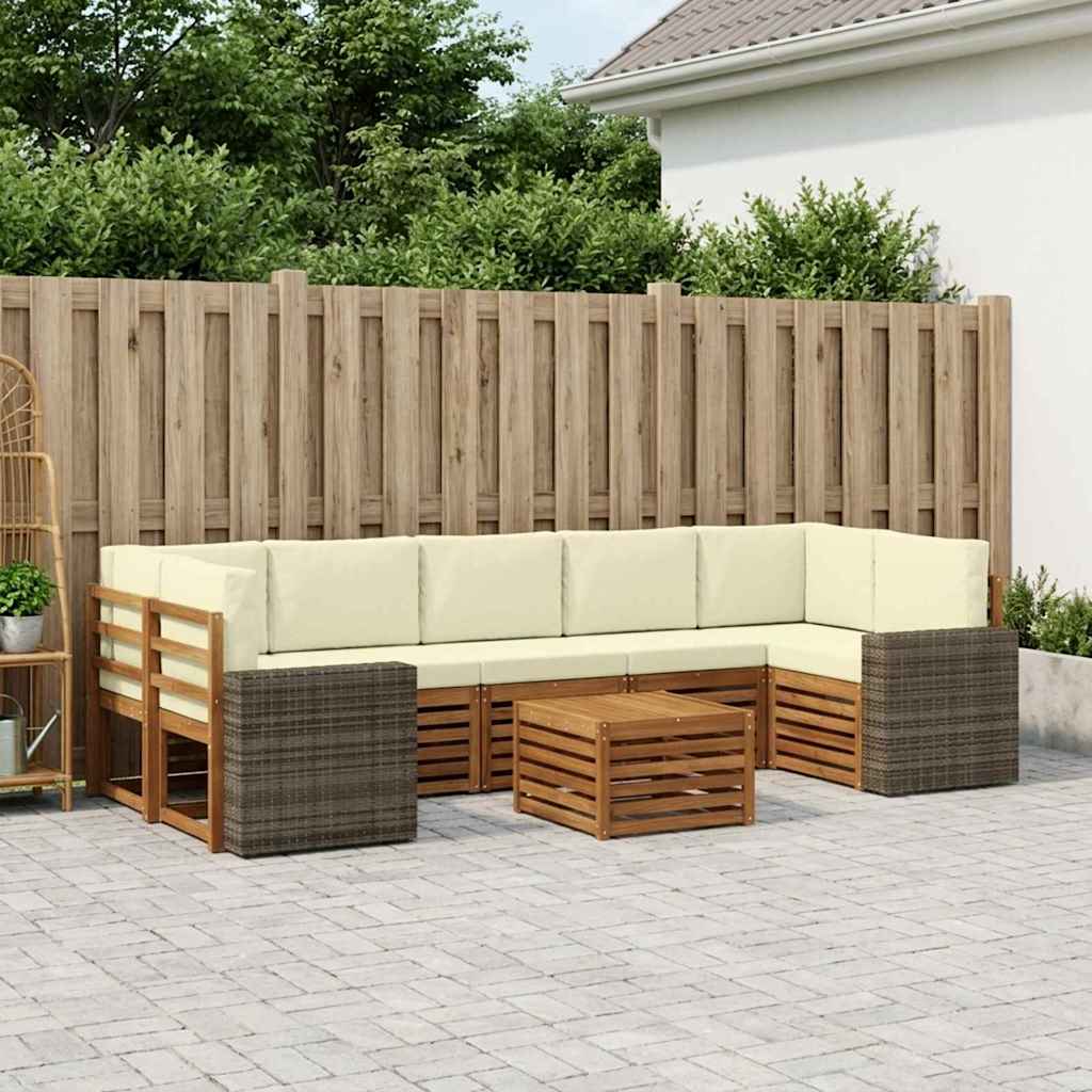 Buiten bankenset 8 pcs Natuurlijk en Crème Massief Acaciahout is nu te koop bij PeponiXL, paradijselijk wonen!