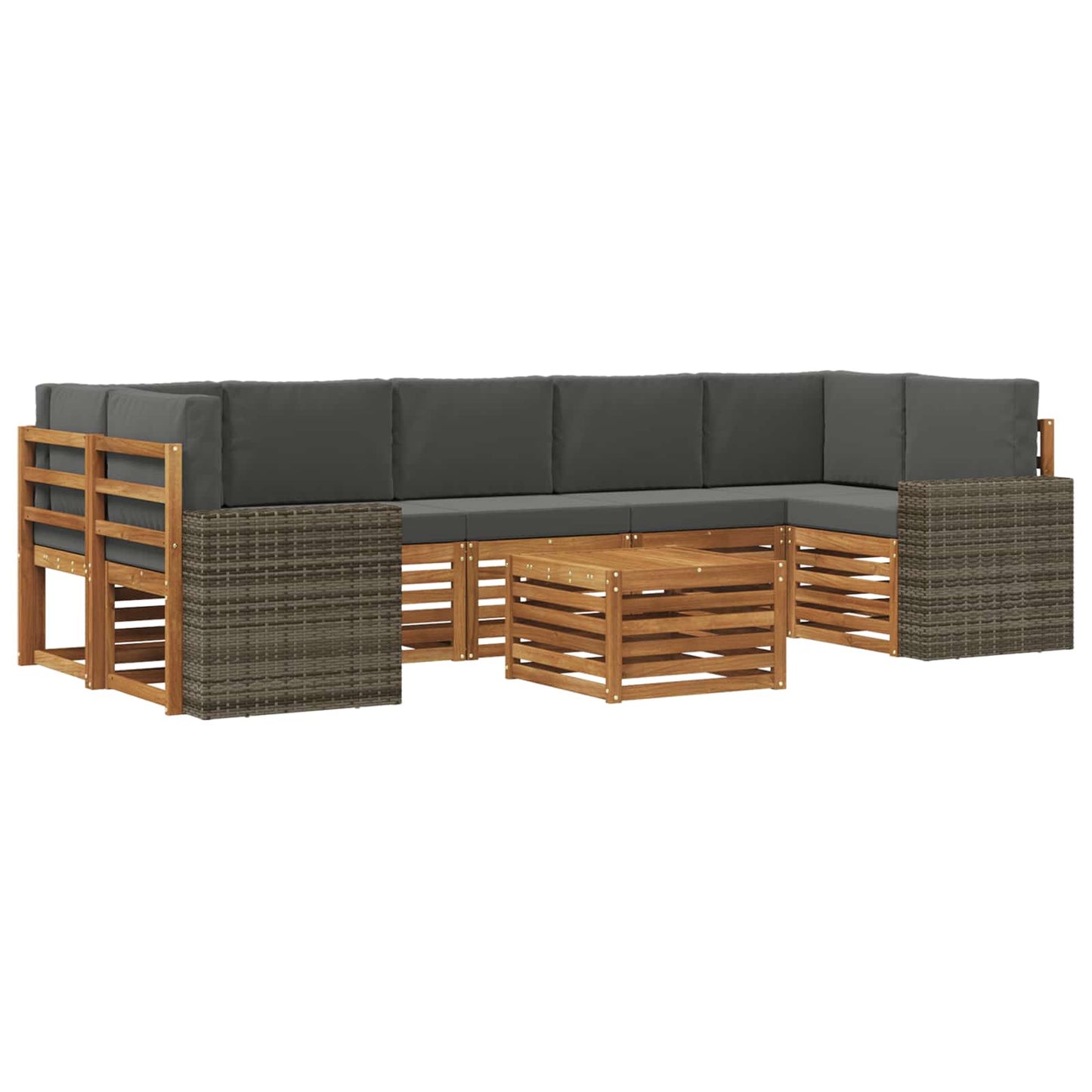 Buiten bankenset met kussen 8 pcs Natuurlijk en Antraciet is nu te koop bij PeponiXL, paradijselijk wonen!
