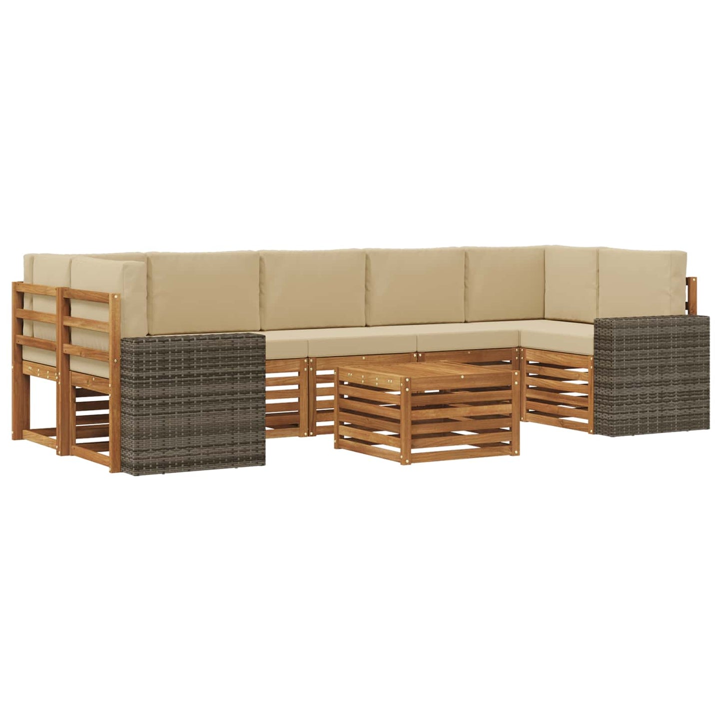 Buiten bankenset 8 pcs Natuurlijk en Beige Massief Acaciahout is nu te koop bij PeponiXL, paradijselijk wonen!