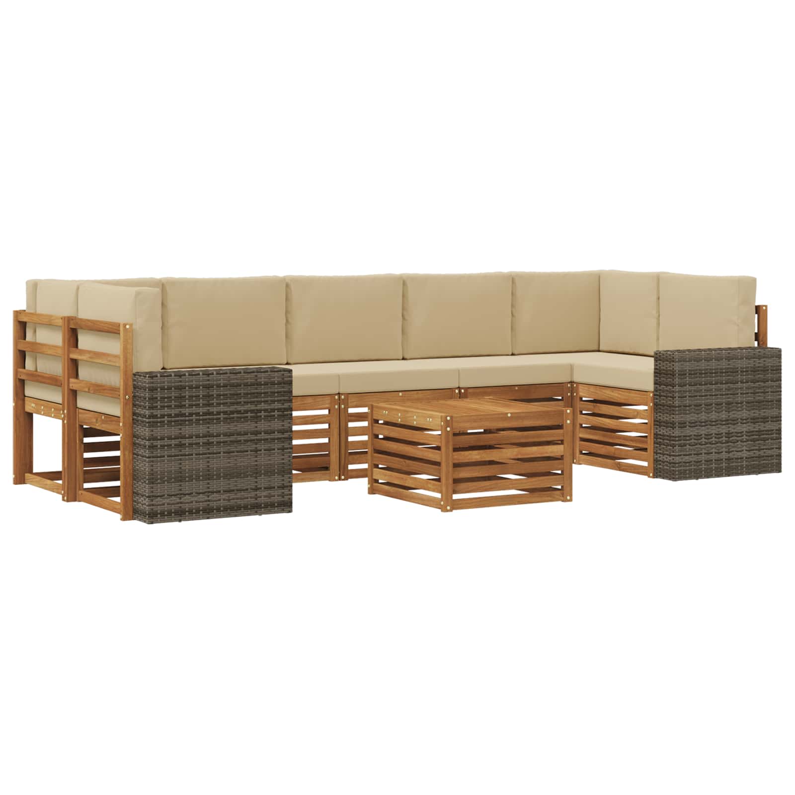 Buiten bankenset 8 pcs Natuurlijk en Beige Massief Acaciahout is nu te koop bij PeponiXL, paradijselijk wonen!