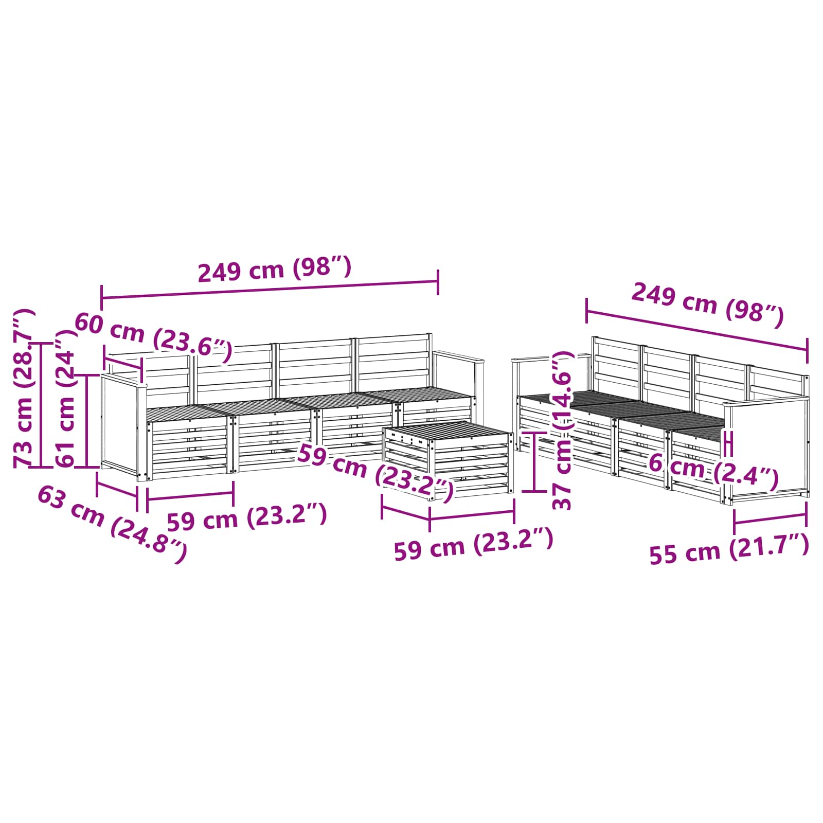Sofa-Sets 9 pcs Massief Acaciahout is nu te koop bij PeponiXL, paradijselijk wonen!
