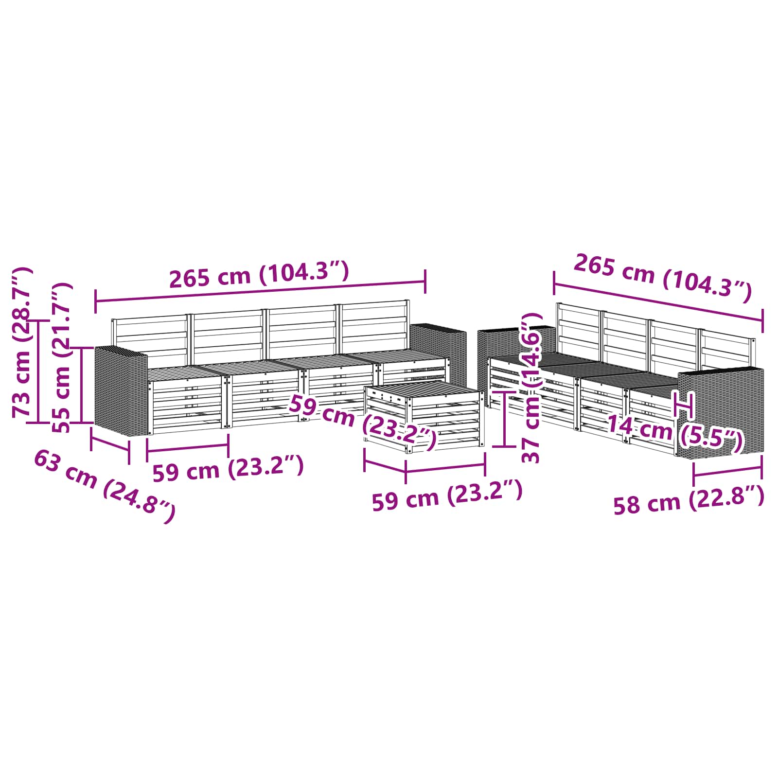 Sofa-Sets 9 pcs Massief Acaciahout is nu te koop bij PeponiXL, paradijselijk wonen!