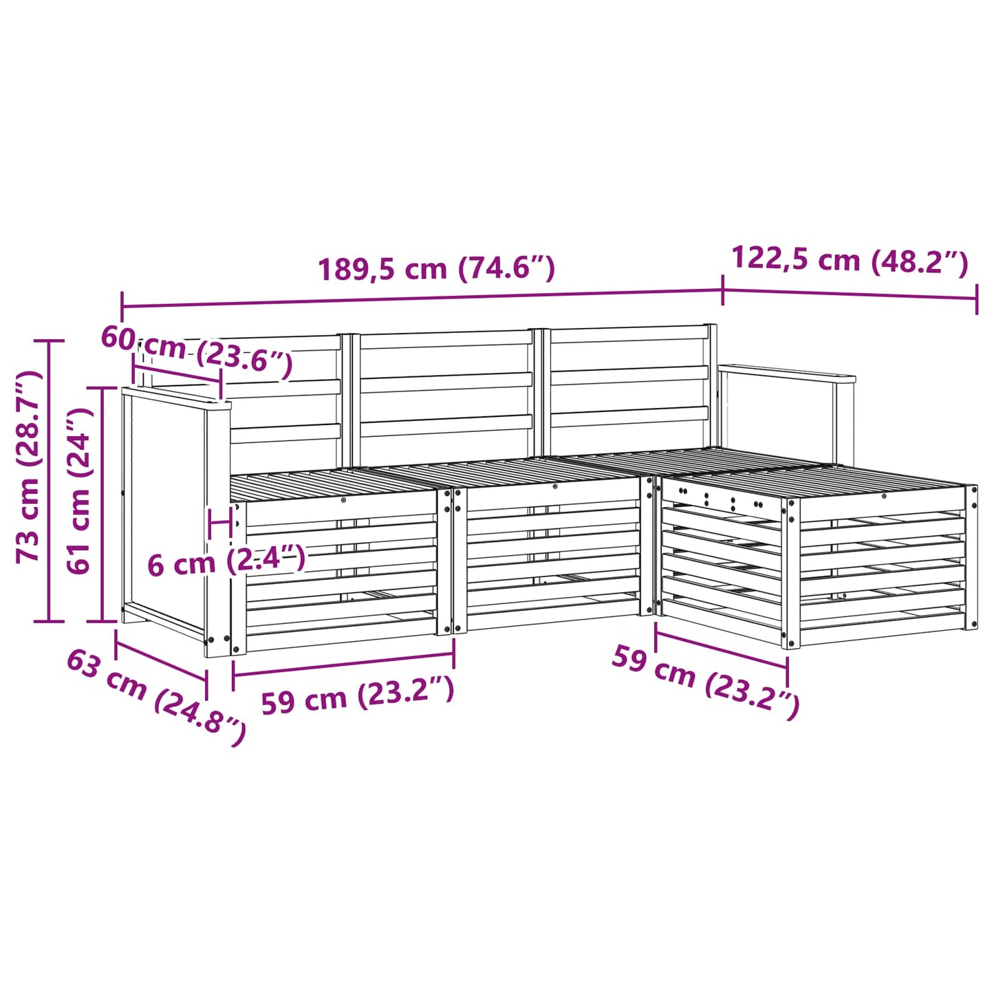 Buiten bankenset 4 pcs Naturel is nu te koop bij PeponiXL, paradijselijk wonen!