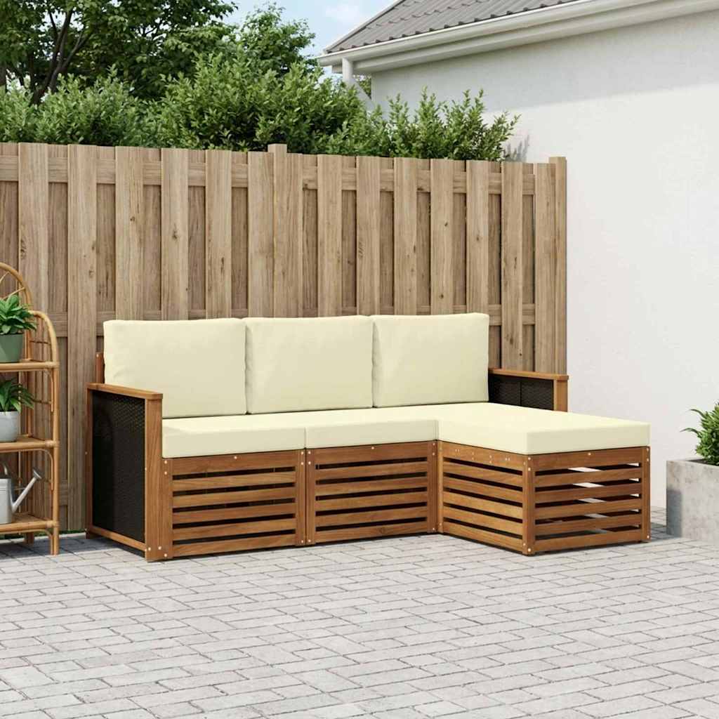 Buiten bankenset met kussen 4 pcs Natuurlijk en Crème is nu te koop bij PeponiXL, paradijselijk wonen!