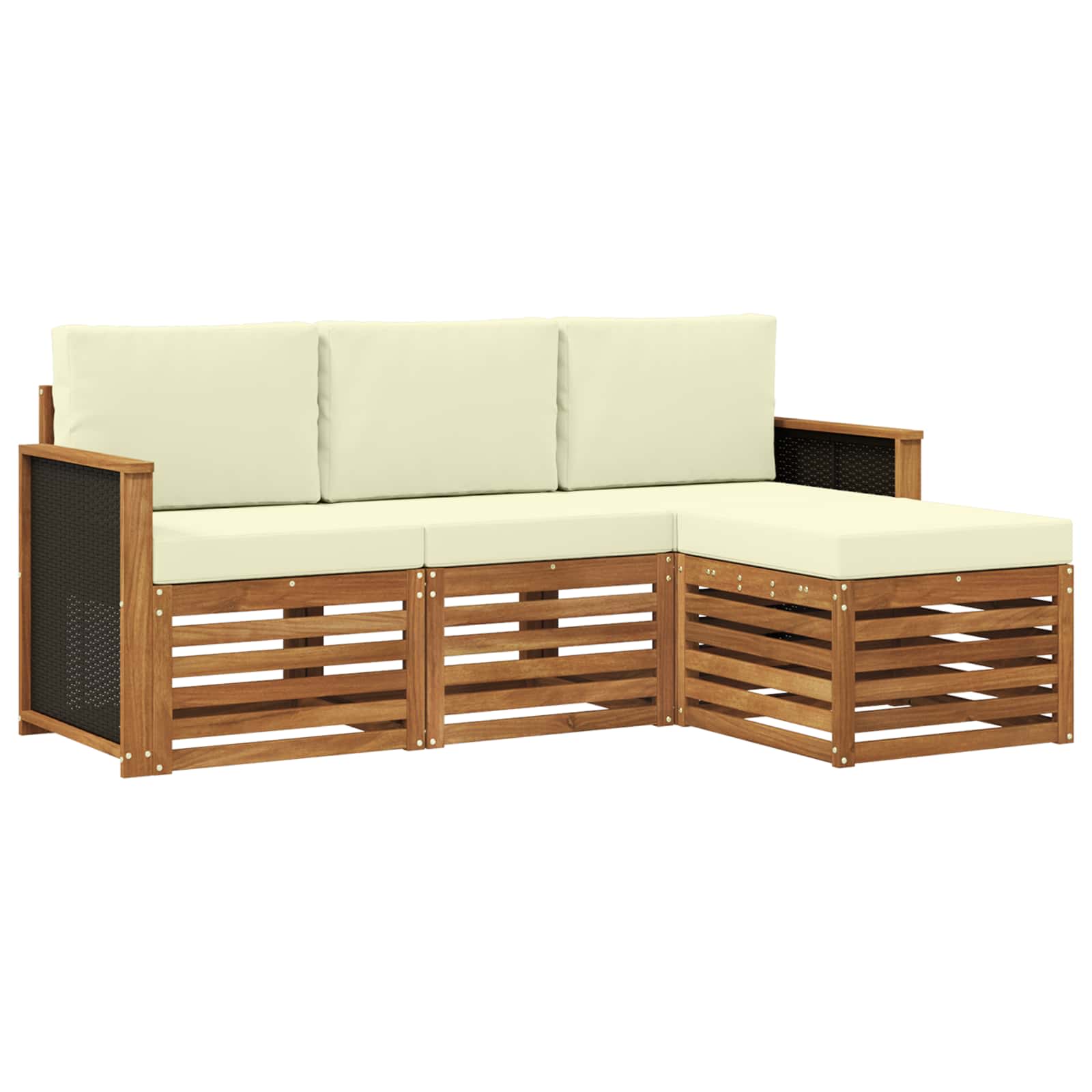 Buiten bankenset met kussen 4 pcs Natuurlijk en Crème is nu te koop bij PeponiXL, paradijselijk wonen!