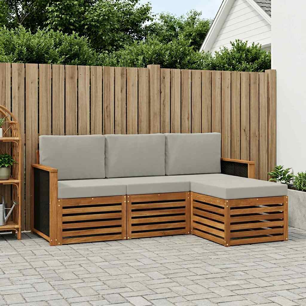 Buiten bankenset 4 pcs Naturel en lichtgrijs is nu te koop bij PeponiXL, paradijselijk wonen!