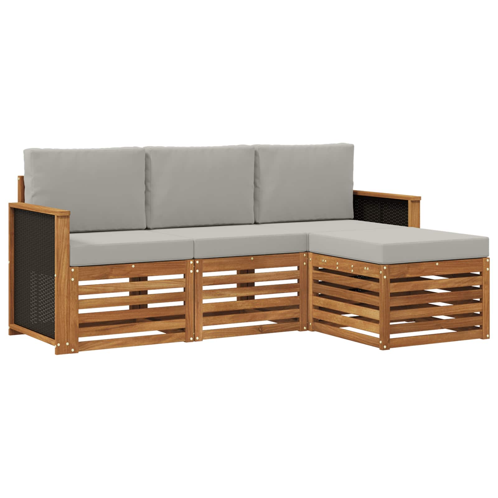 Buiten bankenset 4 pcs Naturel en lichtgrijs is nu te koop bij PeponiXL, paradijselijk wonen!