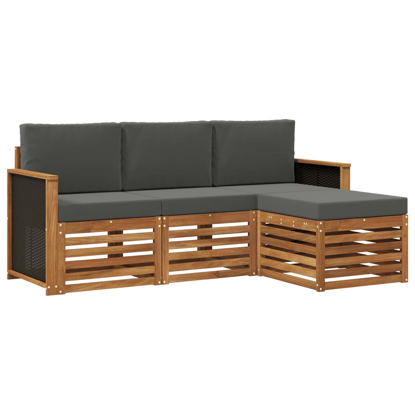 Buiten bankenset met kussen 4 pcs Natuurlijk en Antraciet is nu te koop bij PeponiXL, paradijselijk wonen!