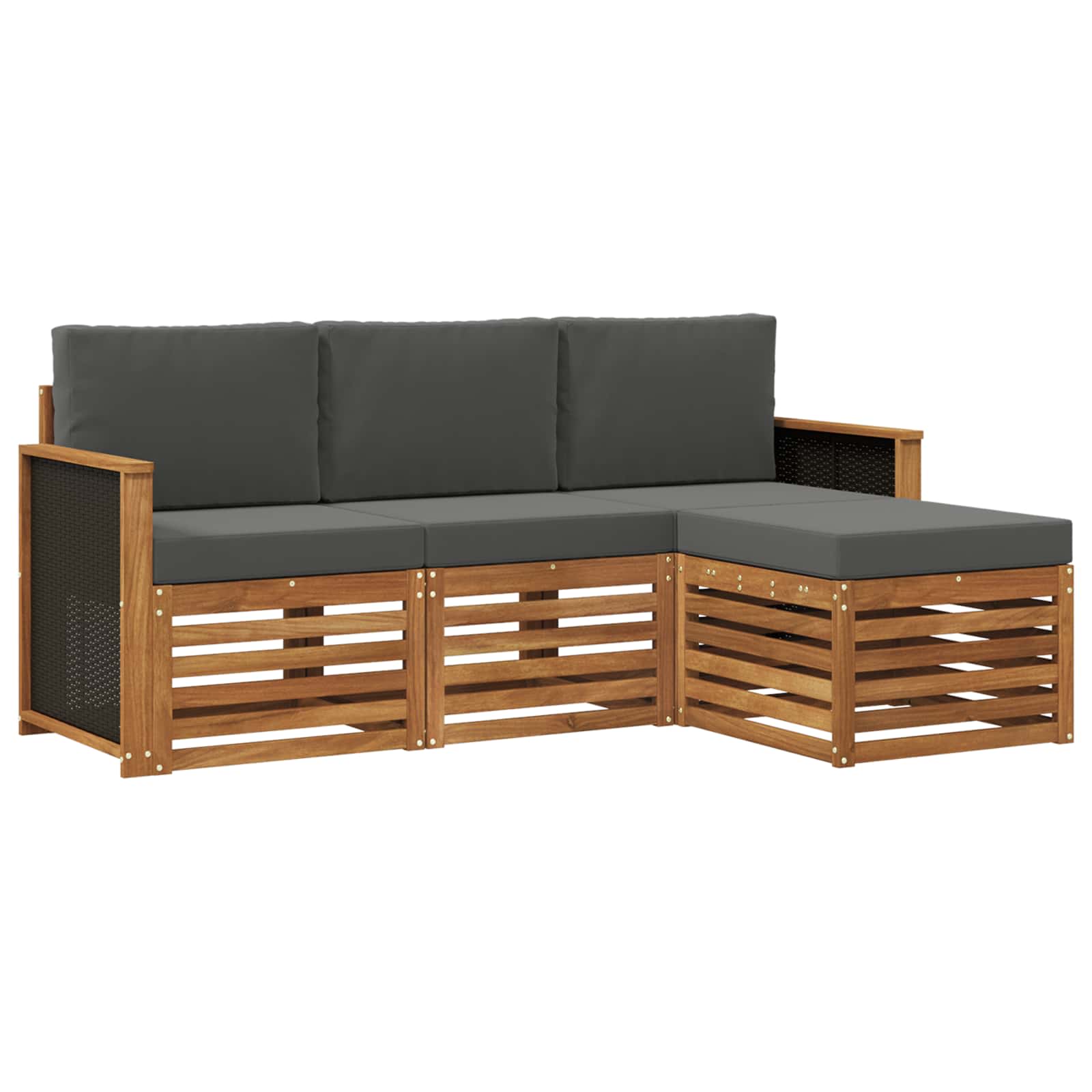 Buiten bankenset met kussen 4 pcs Natuurlijk en Antraciet is nu te koop bij PeponiXL, paradijselijk wonen!