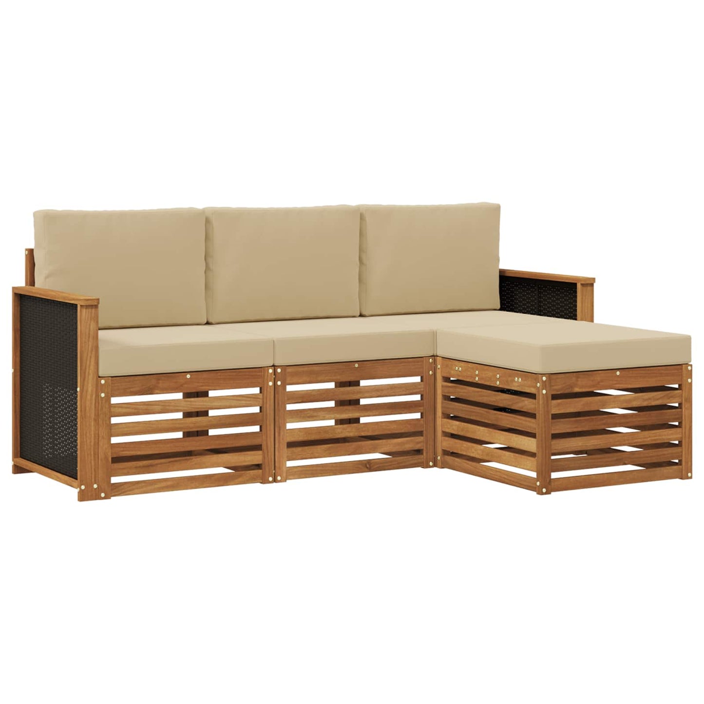 Buiten bankenset met kussen 4 pcs Natuurlijk en Beige is nu te koop bij PeponiXL, paradijselijk wonen!