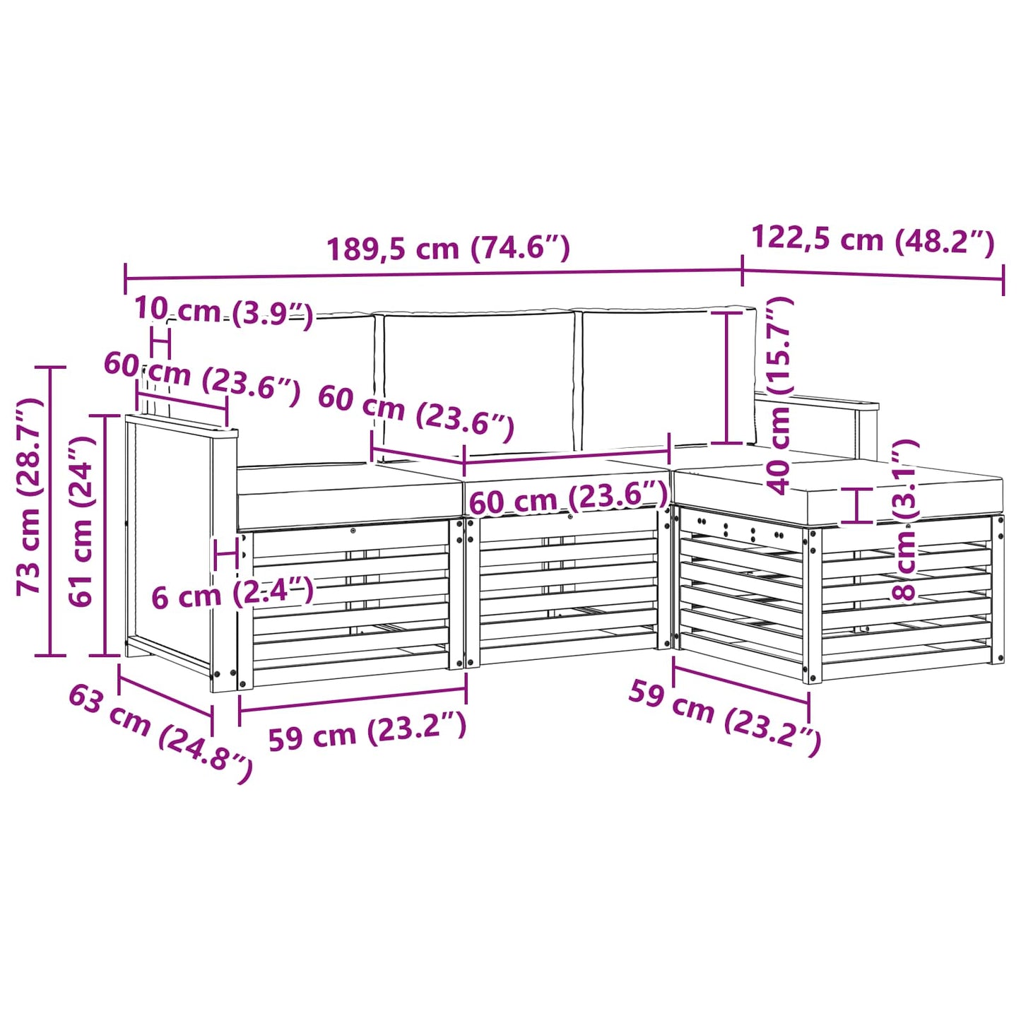 Buiten bankenset met kussen 4 pcs Natuurlijk en Beige is nu te koop bij PeponiXL, paradijselijk wonen!