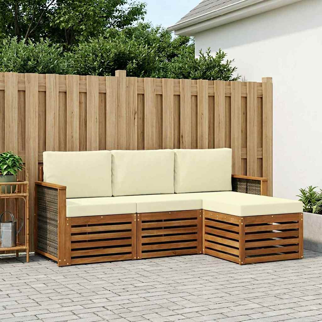 Buiten bankenset met kussen 4 pcs Natuurlijk en Crème is nu te koop bij PeponiXL, paradijselijk wonen!
