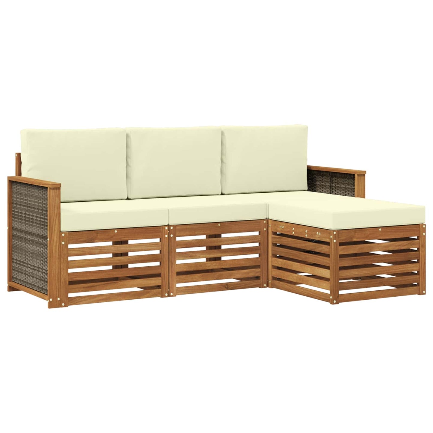 Buiten bankenset met kussen 4 pcs Natuurlijk en Crème is nu te koop bij PeponiXL, paradijselijk wonen!