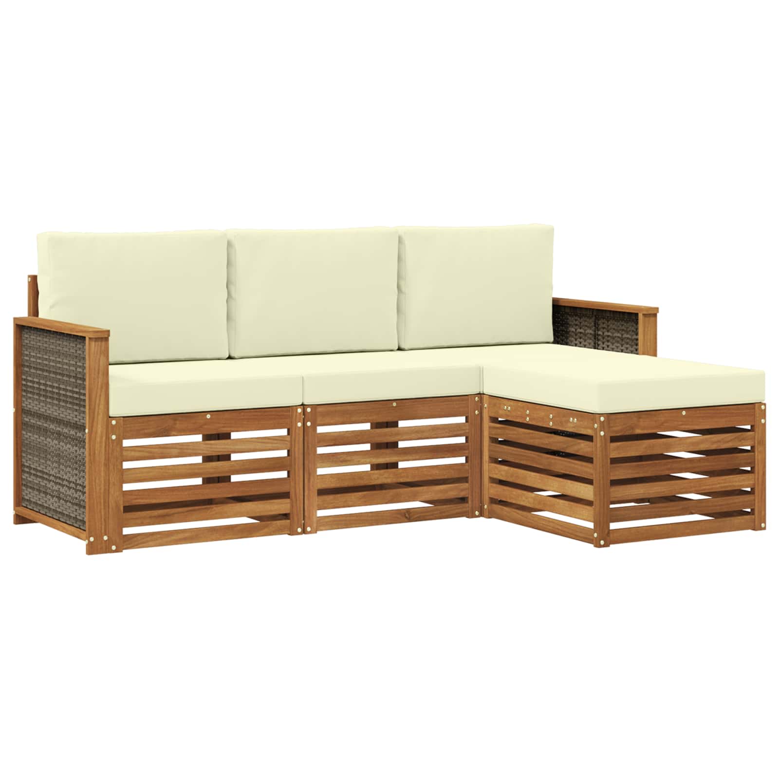 Buiten bankenset met kussen 4 pcs Natuurlijk en Crème is nu te koop bij PeponiXL, paradijselijk wonen!