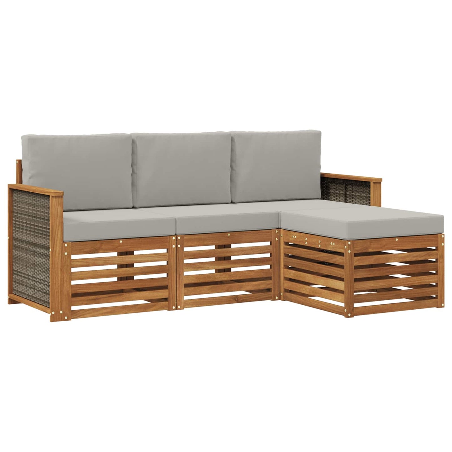 Buiten bankenset met kussen 4 pcs Naturel en lichtgrijs is nu te koop bij PeponiXL, paradijselijk wonen!