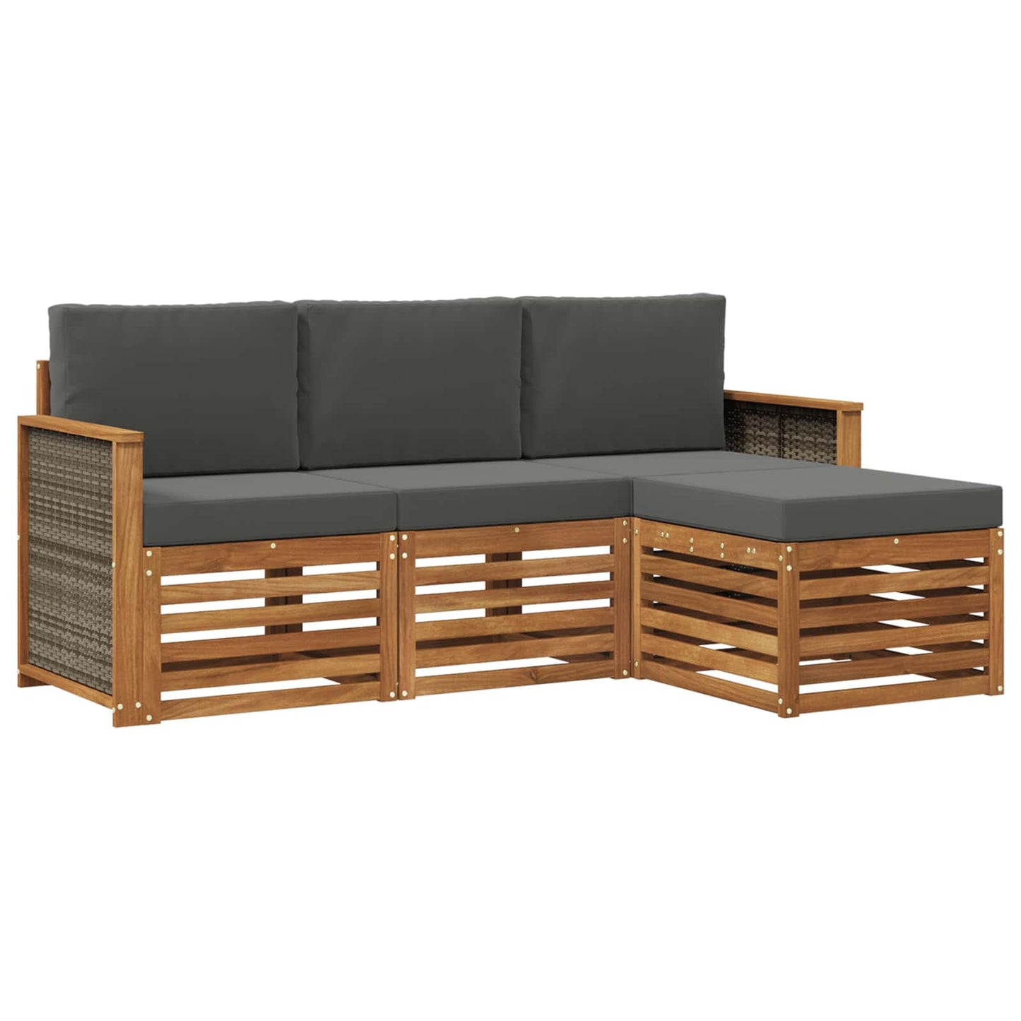 Buiten bankenset met kussen 4 pcs Natuurlijk en Antraciet is nu te koop bij PeponiXL, paradijselijk wonen!